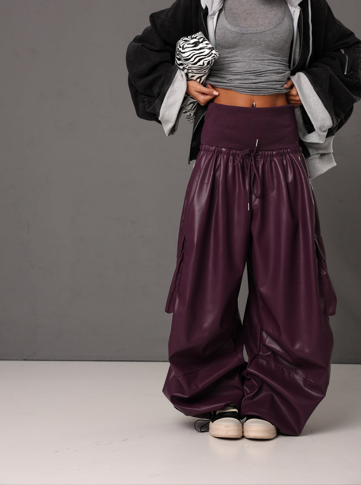 PANTALONI CARGO VIVIEN MELANZANA