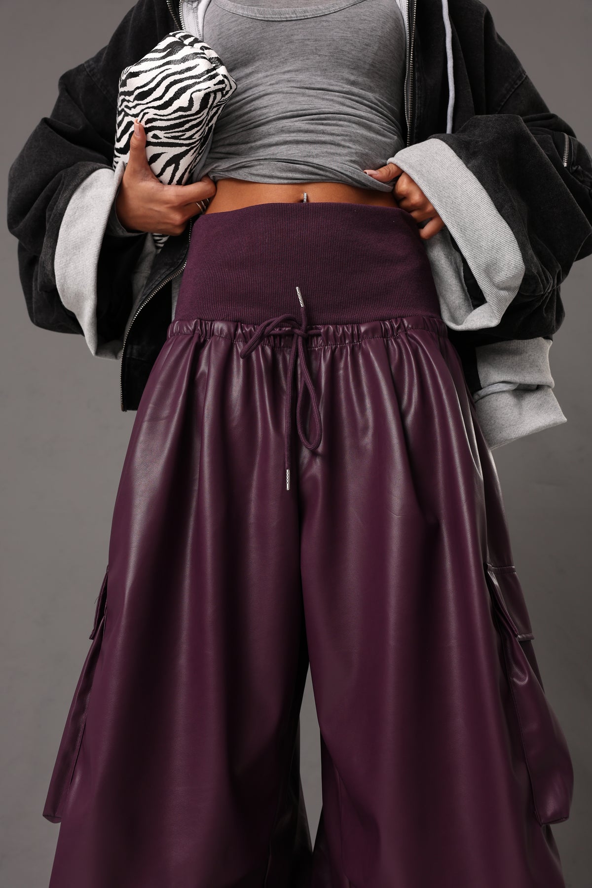 PANTALONI CARGO VIVIEN MELANZANA