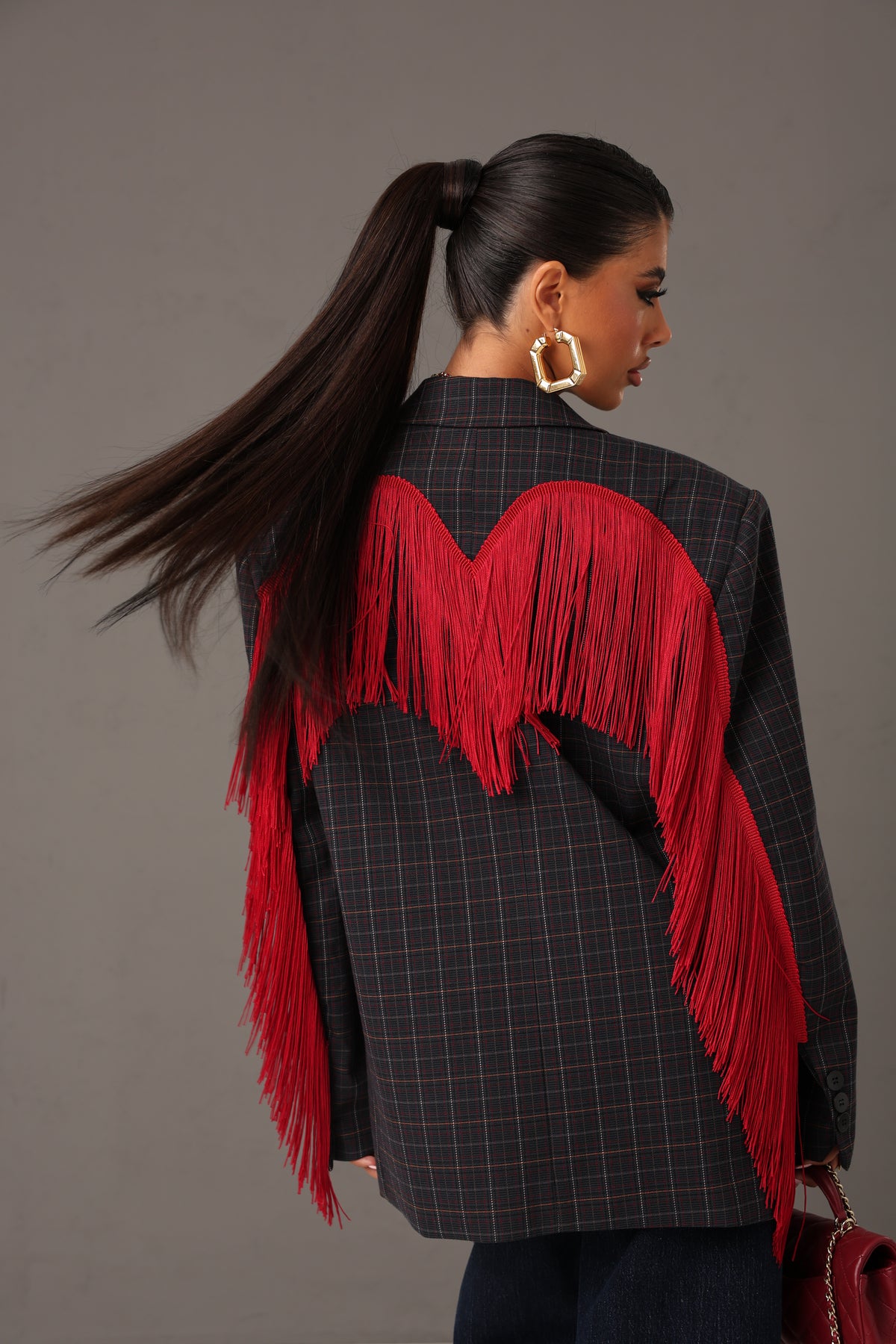 BLAZER TARTAN ROBERTA BLU NOTTE  BY LUMINA