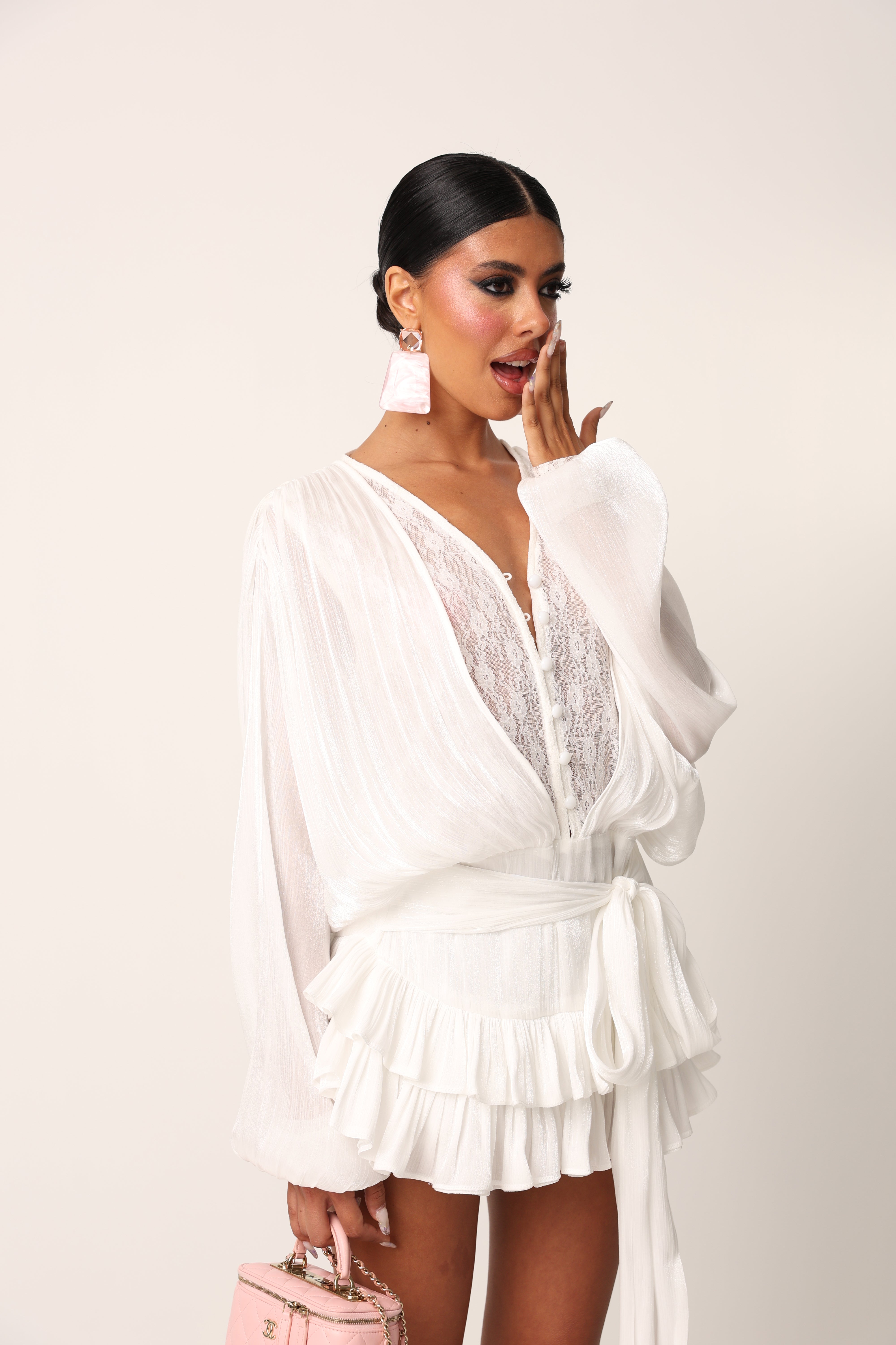 VESTITO PIZZO BLUMA BIANCO + CULOTTE