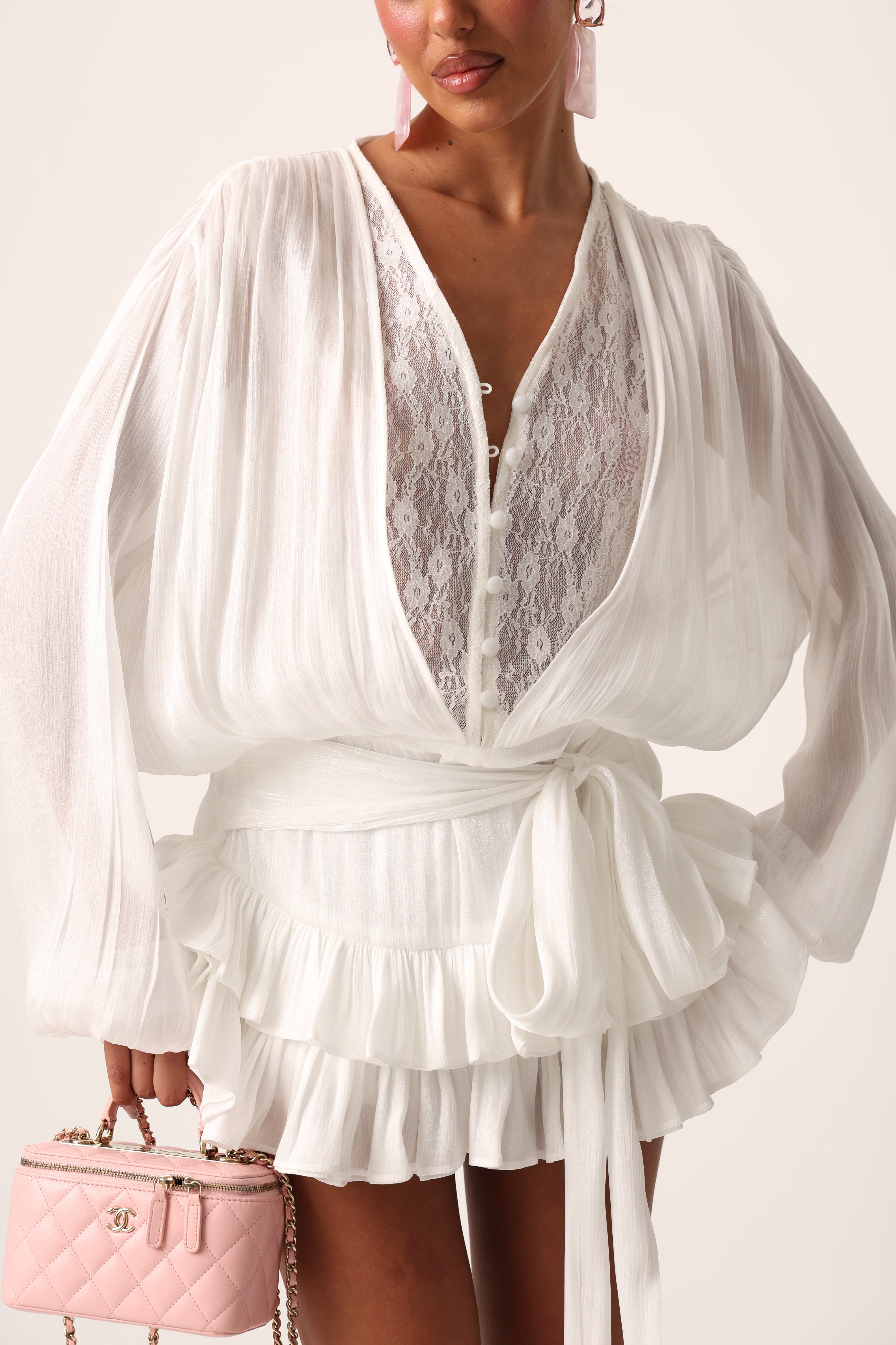 VESTITO PIZZO BLUMA BIANCO + CULOTTE
