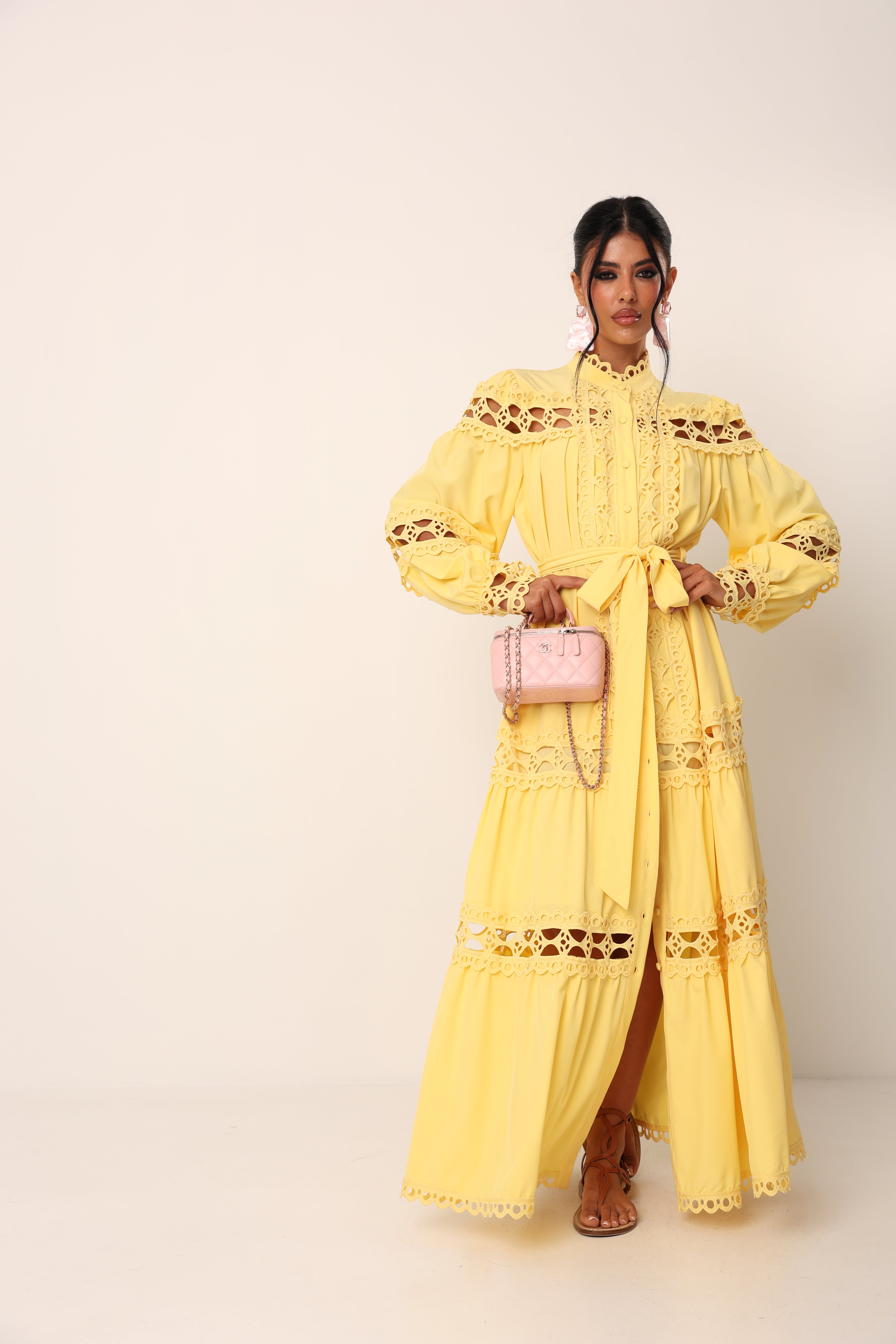 VESTITO GHADA GIALLO + CINTURA