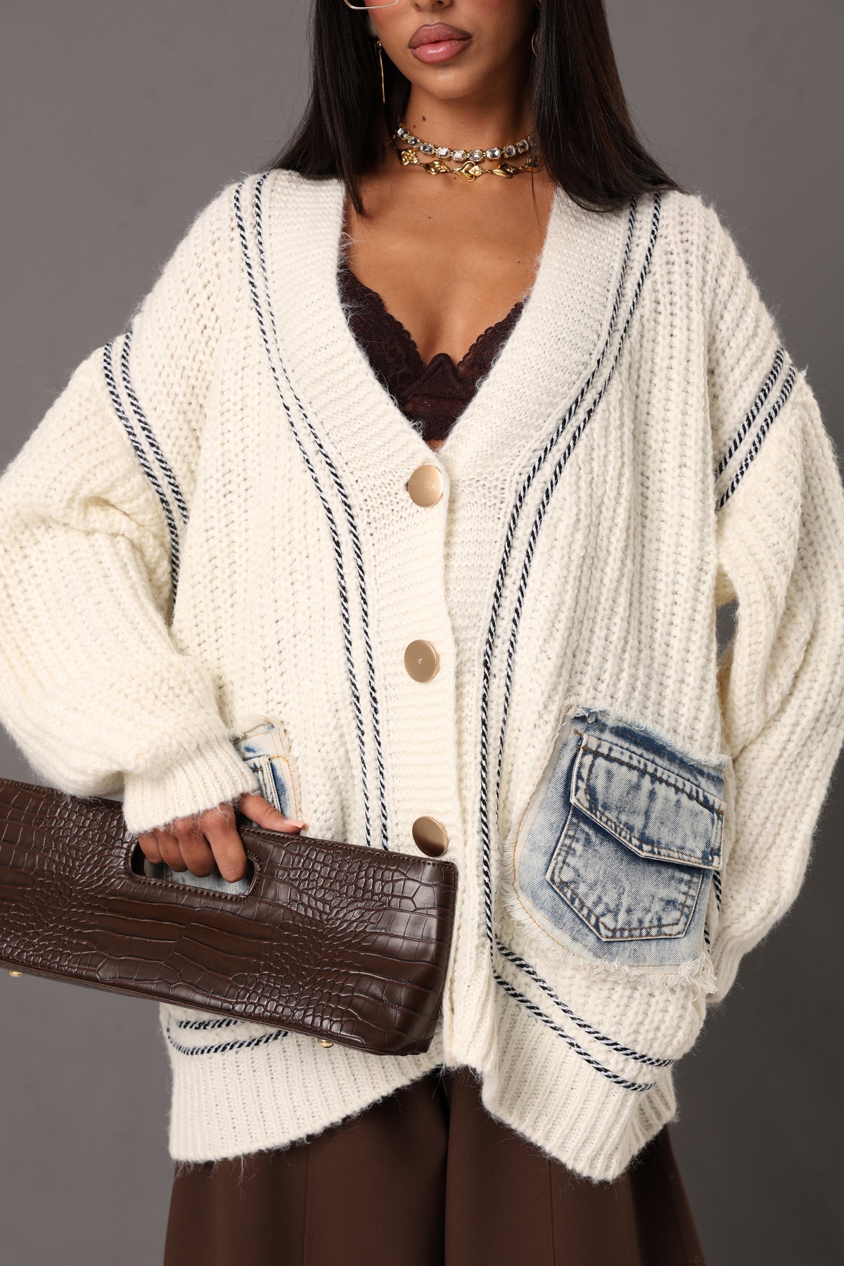 CARDIGAN TASCHE SHAREN BIANCO