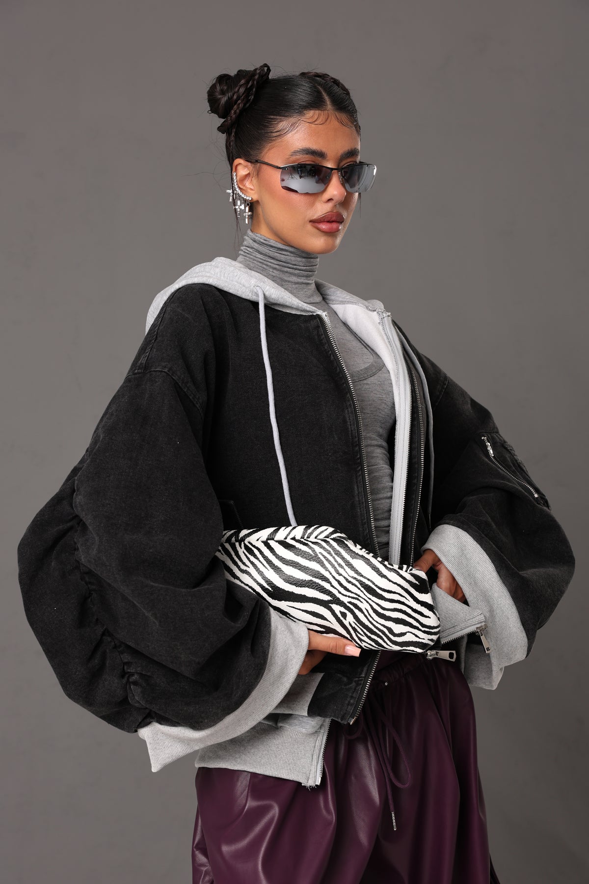 GIUBBOTTO CAPPUCCIO SUSANNE DENIM NERO