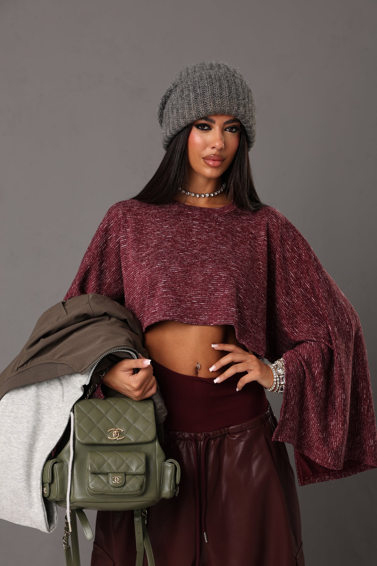 MAGLIA MELANGE CLARA BORDEAUX