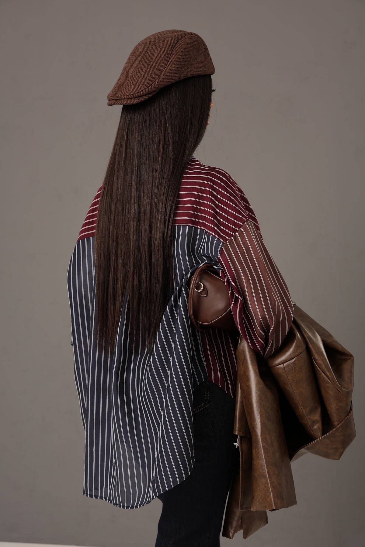 CAMICIA RIGHE FRANCESCO BORDEAUX/BLU/MARRONE BY LUMINA