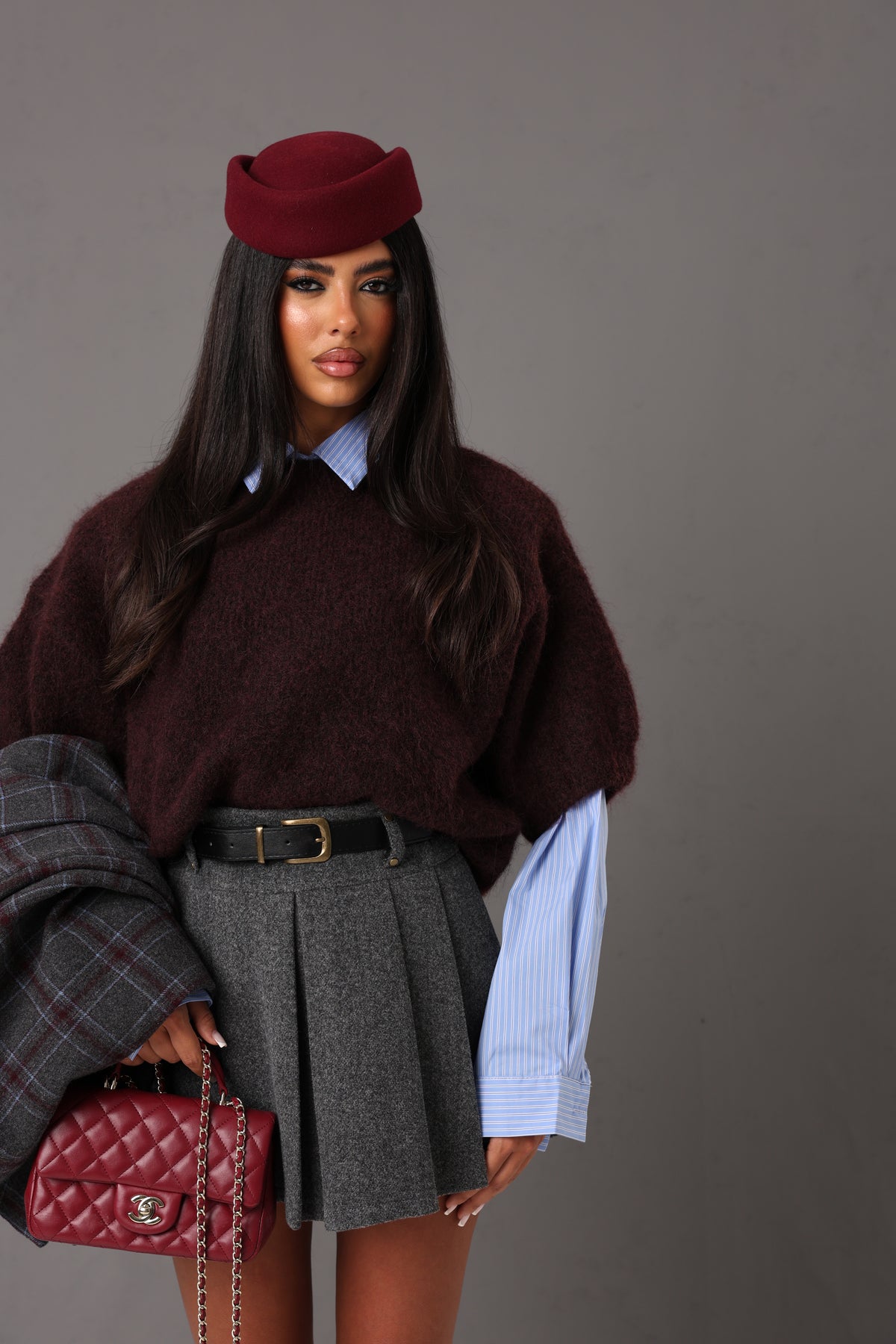 PULL MANICA CORTA SIMPLE BORDEAUX