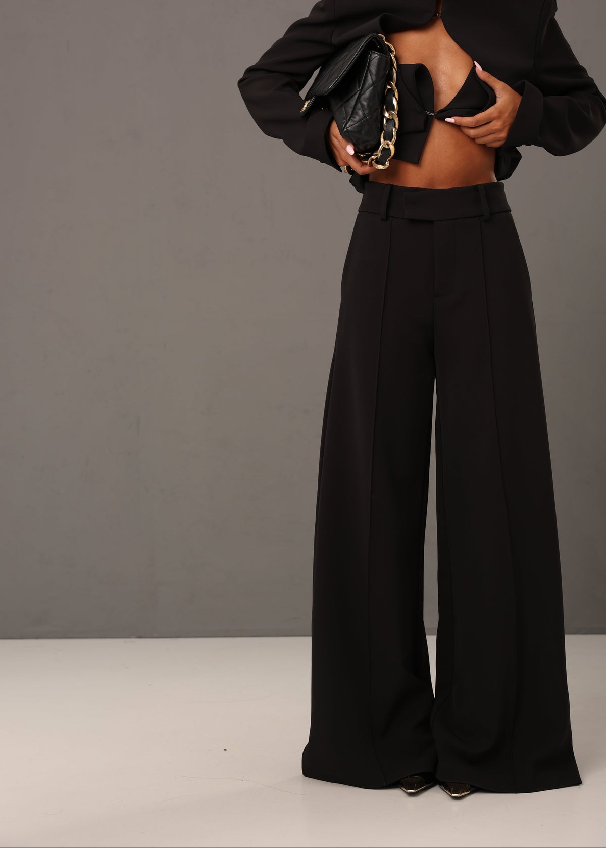 PANTALONI PALAZZO ZOE NERI BY LUMINA