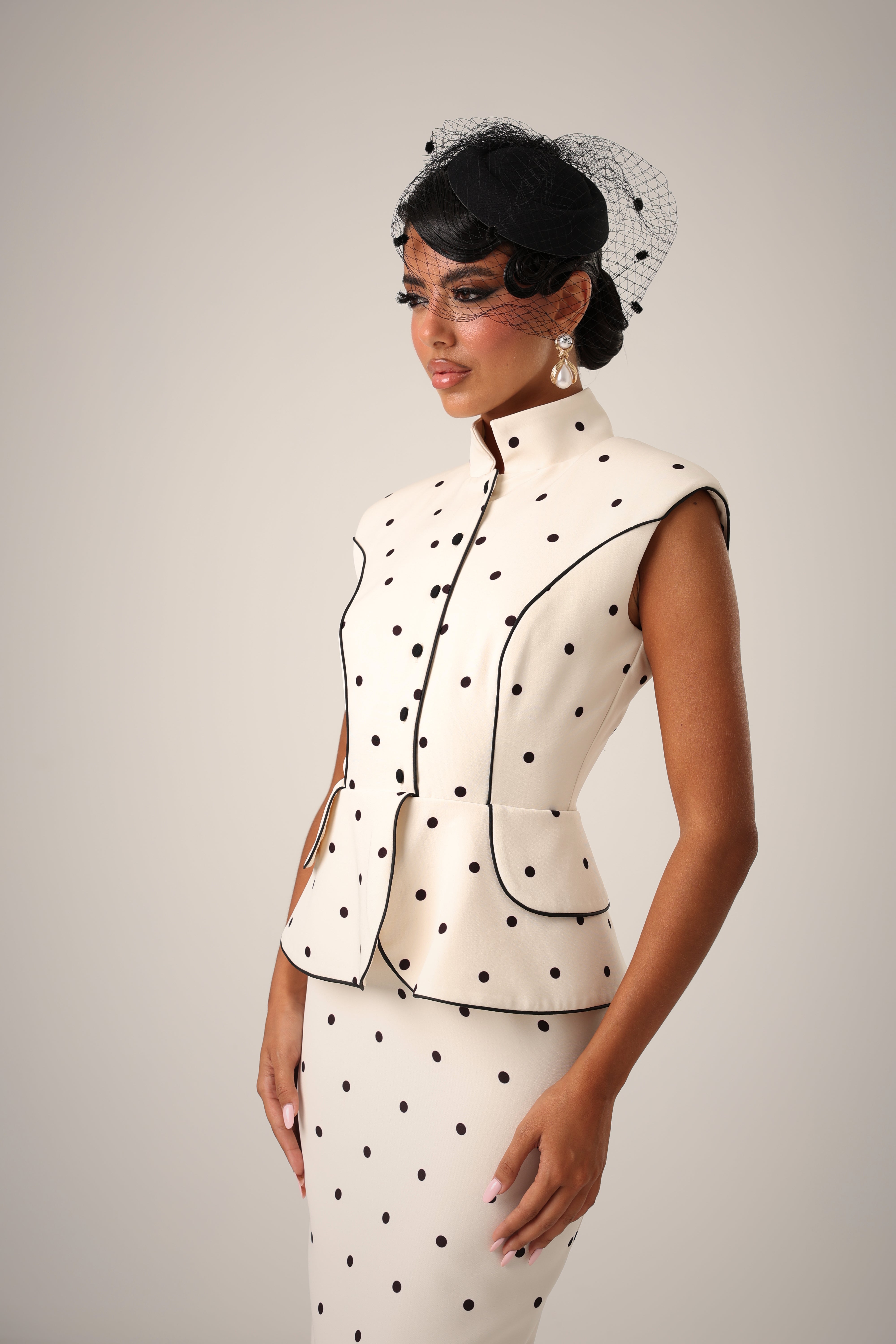 CREAM POLKA DOT DRESS MEGAZINE BY MARZIA MANGO