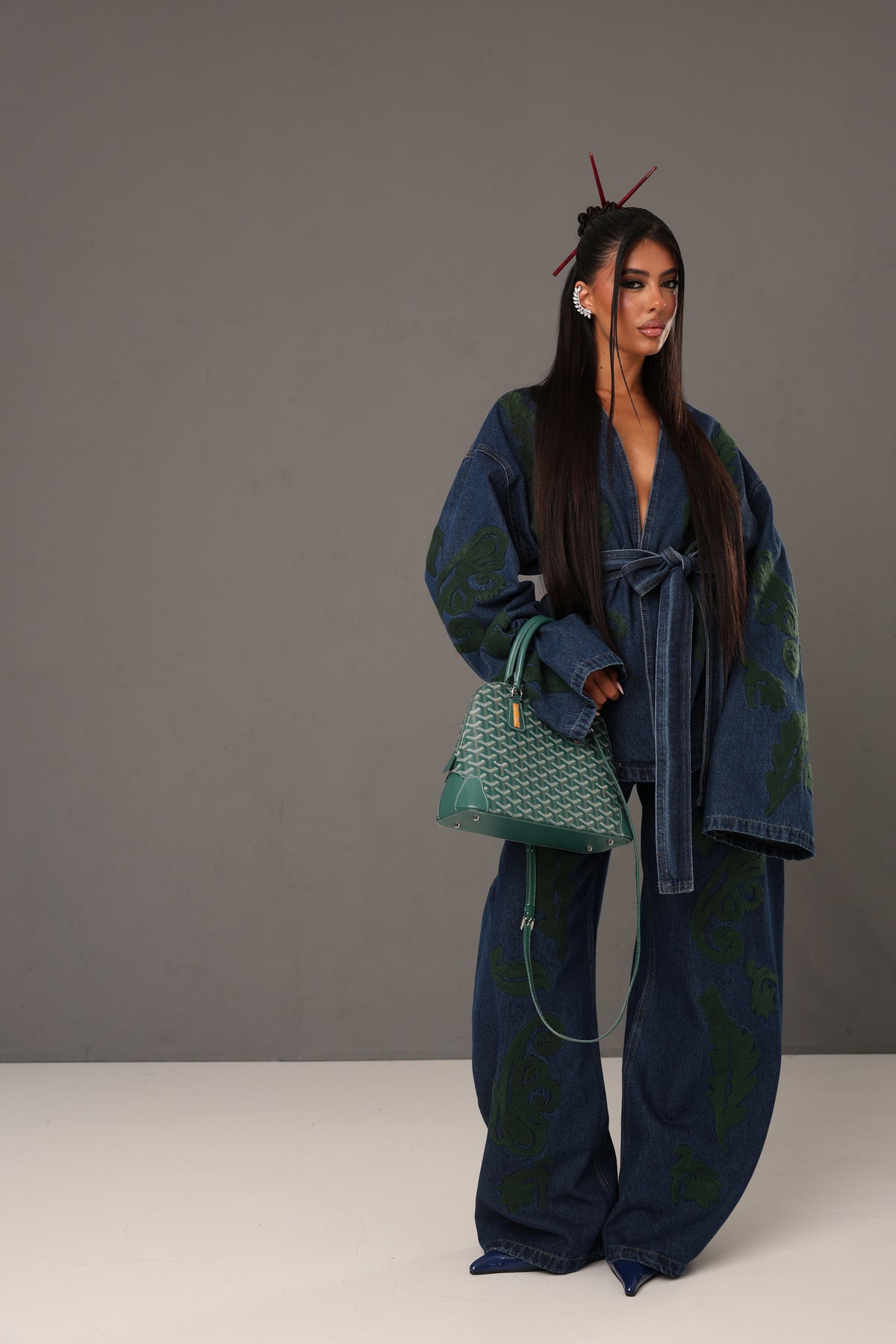 COORDINATO RICAMI INDIE DENIM SCURO