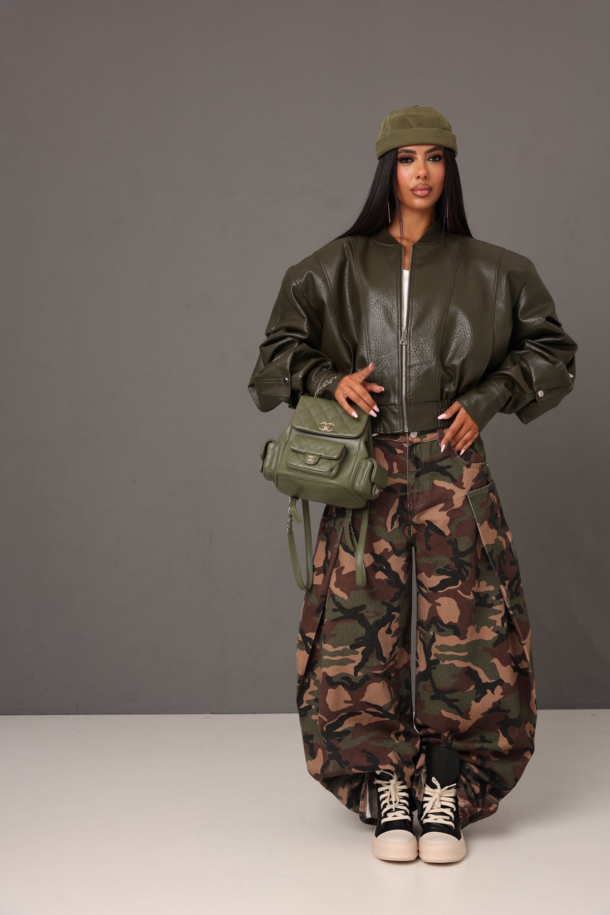 BOMBER ECOPELLE SINFONIA VERDE MILITARE