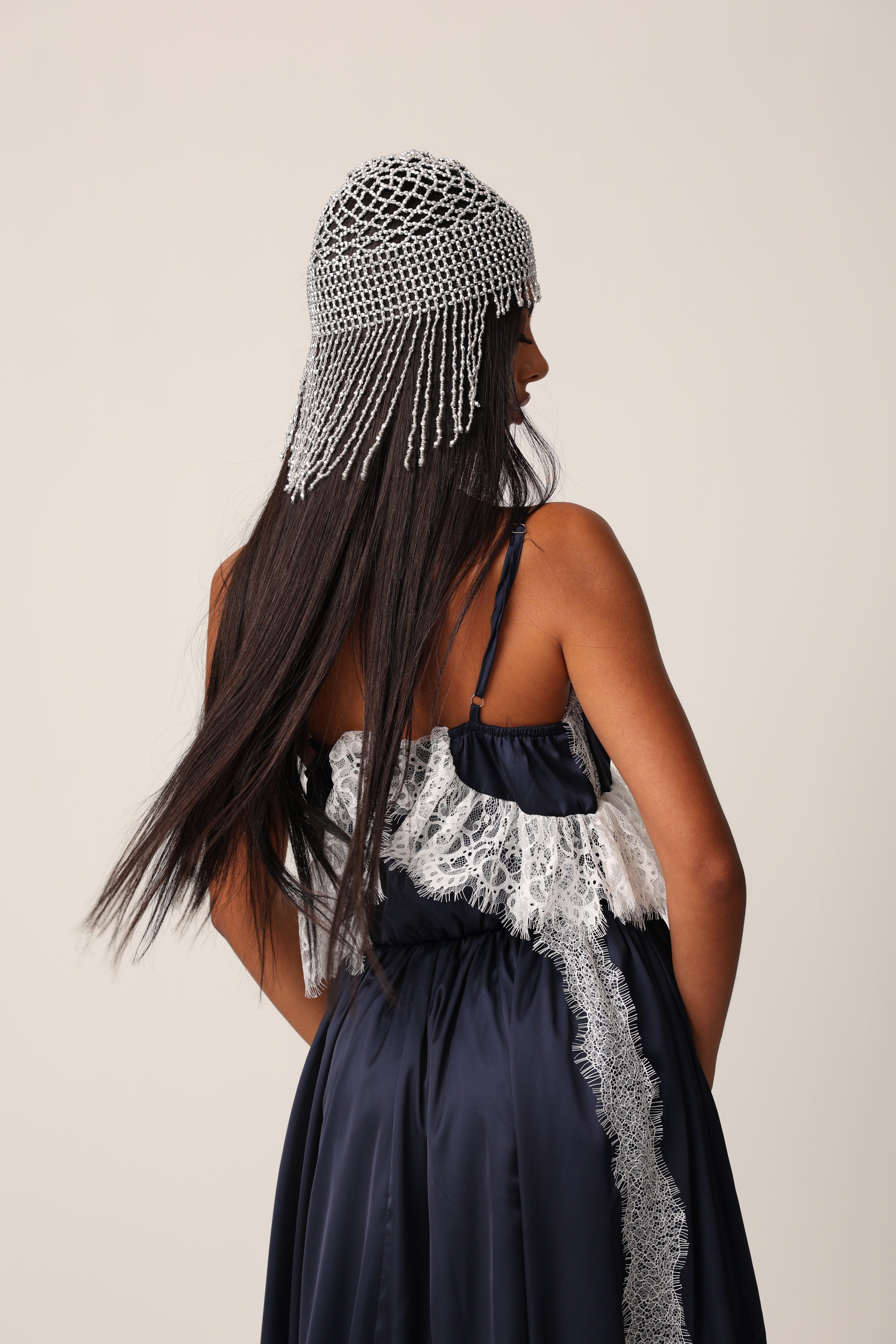 VESTITO EFFETTO RASO SPECIAL EVENING BLU