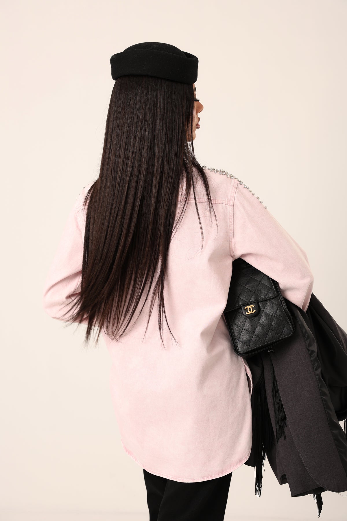 CAMICIA STRASS GENESIS DENIM ROSA