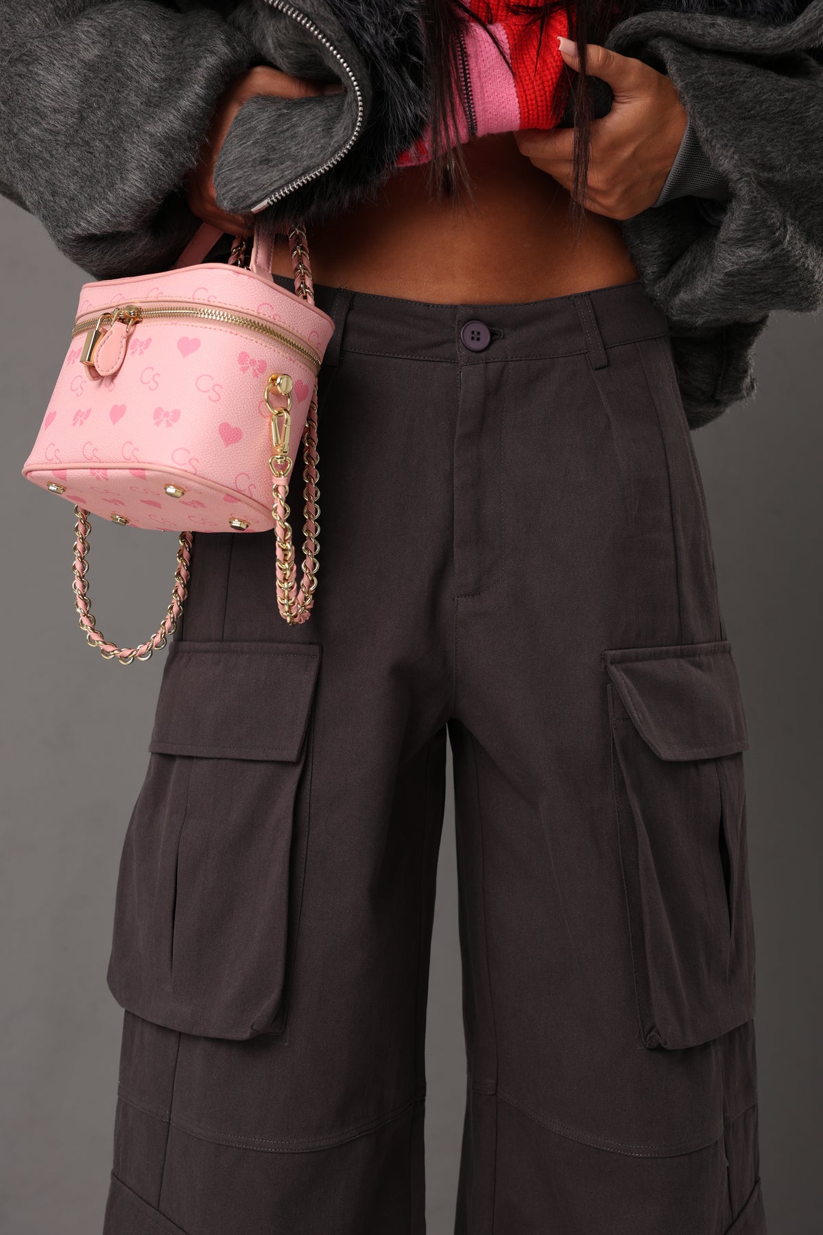 PANTALONI CARGO MULTITASCHE KATIE GRIGIO ANTRACITE