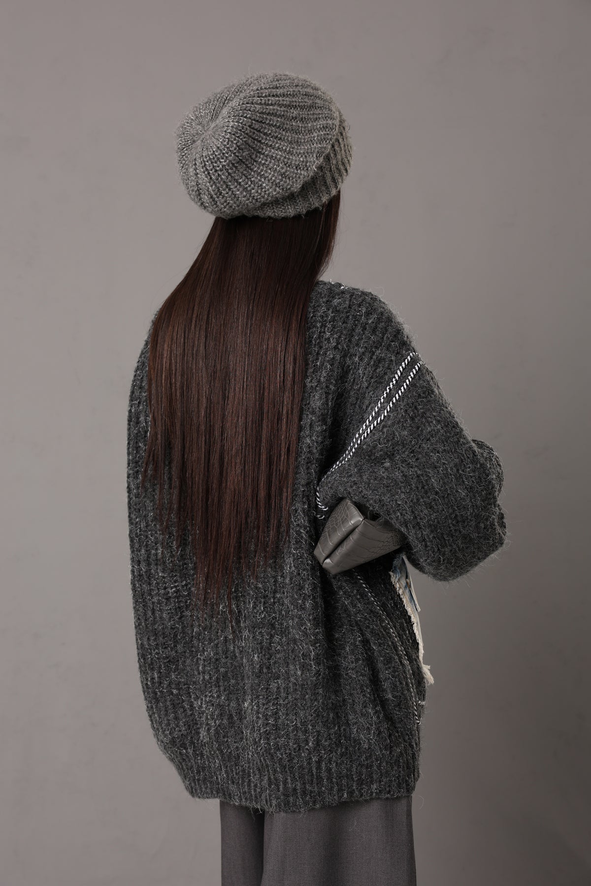 CARDIGAN TASCHE SHAREN GRIGIO ANTRACITE
