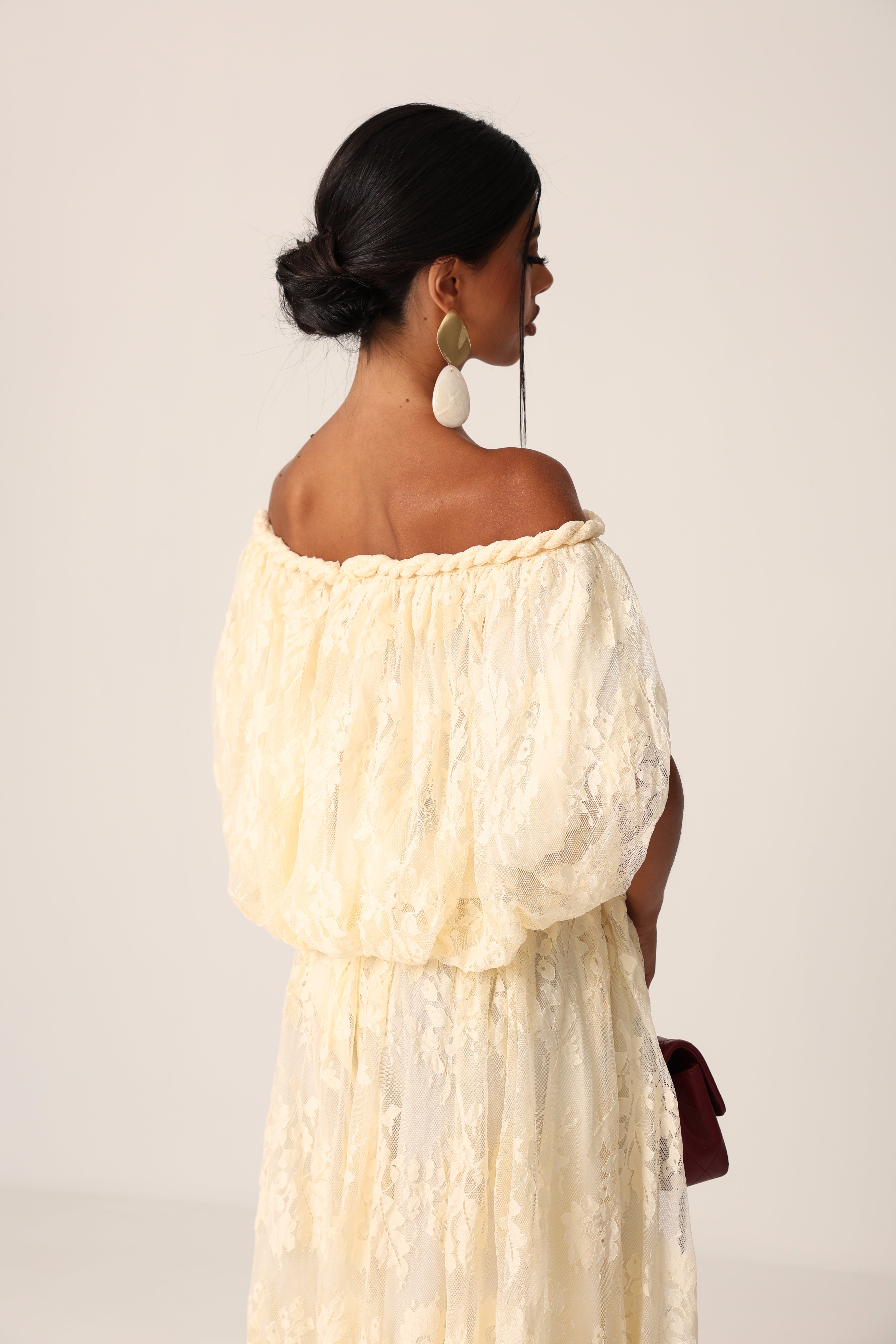 VESTITO PIZZO ATUM PANNA 100% COTONE