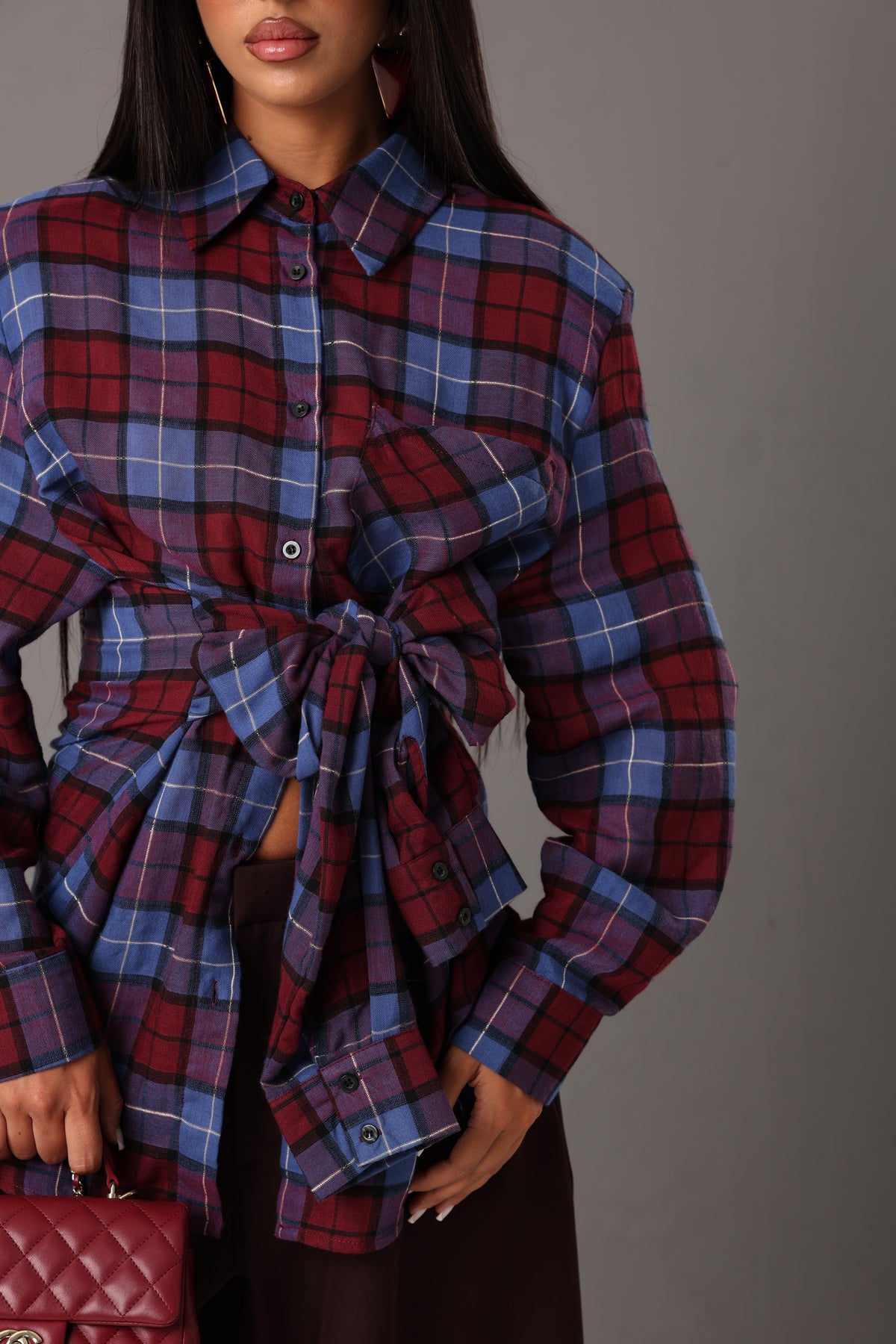 CAMICIA TARTAN ERMY BORDEAUX/BLU BY LUMINA
