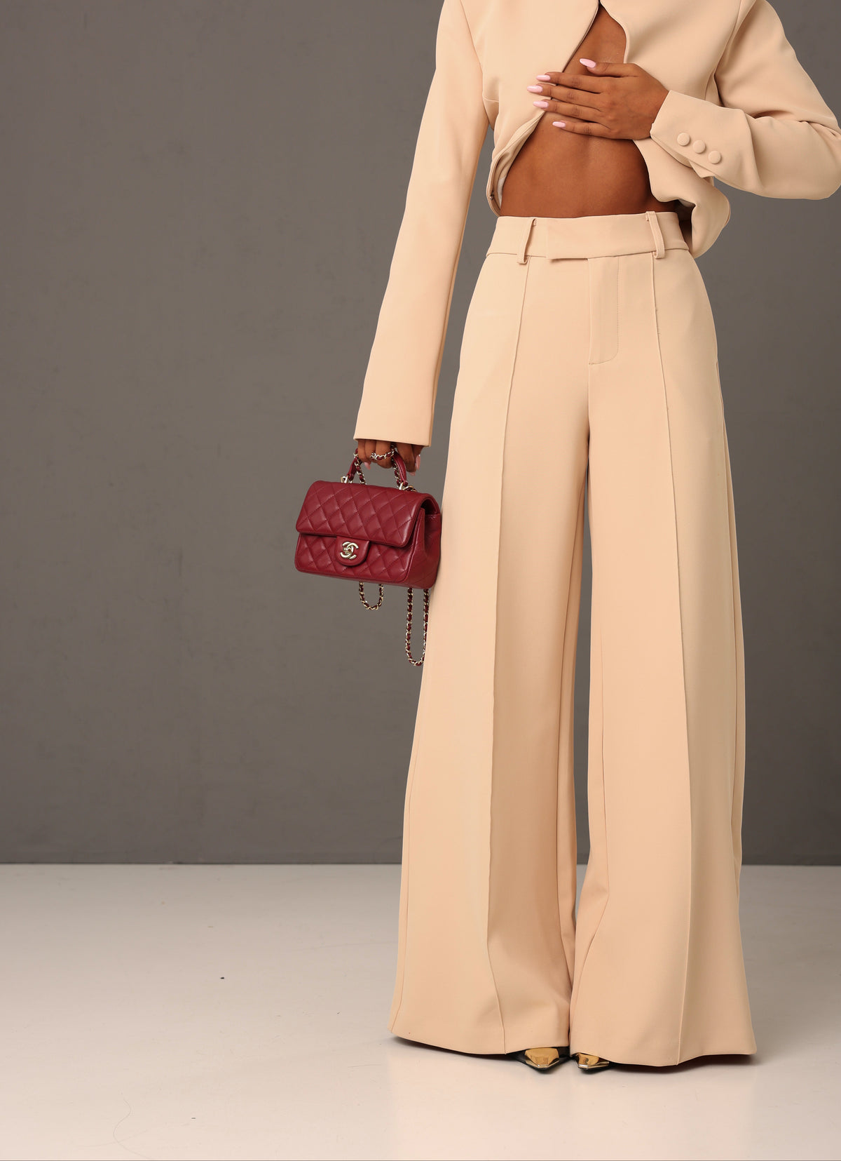 PANTALONI PALAZZO ZOE CREMA BY LUMINA