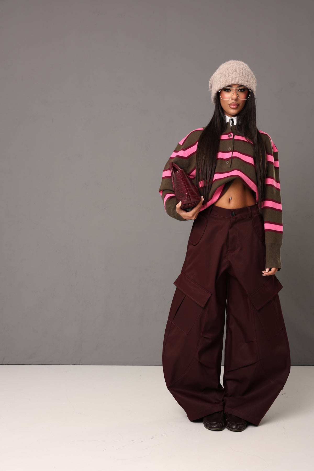 PANTALONI CARGO VICK BORDEAUX