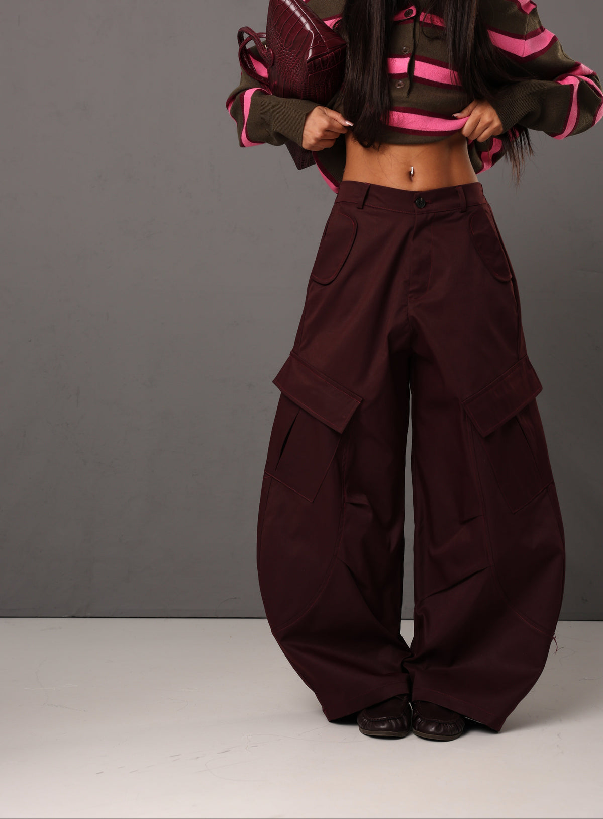 PANTALONI CARGO VICK BORDEAUX