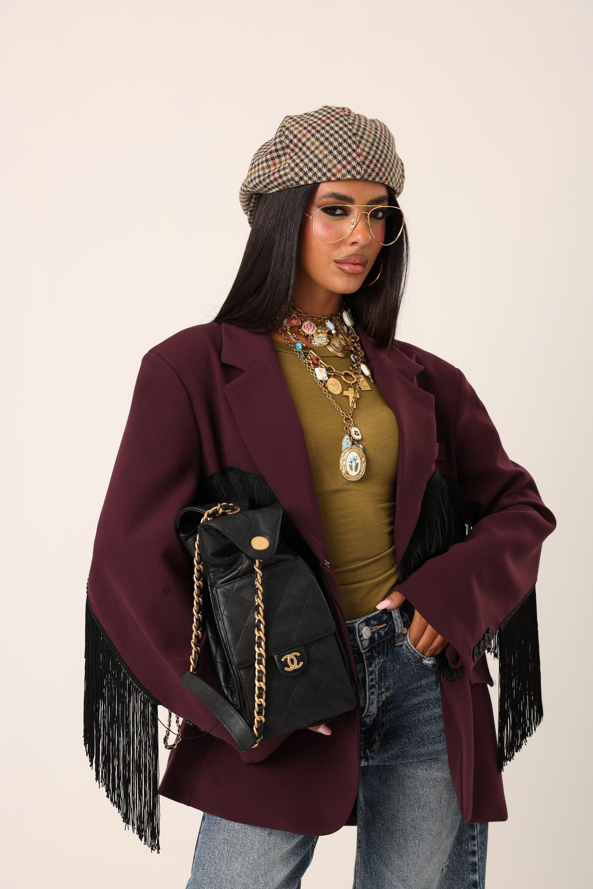 BLAZER FRANGE ELODIE BORDEAUX BY LUMINA