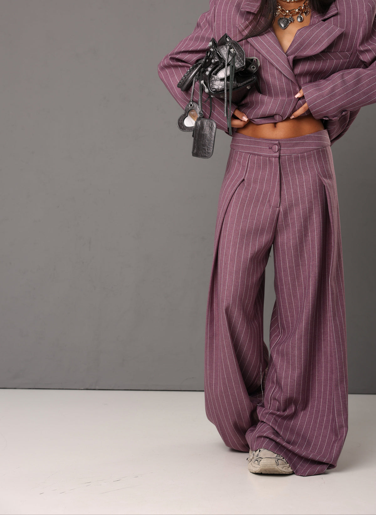 PANTALONI GESSATI WEDNESDAY MALVA BY MARZIA MANGO