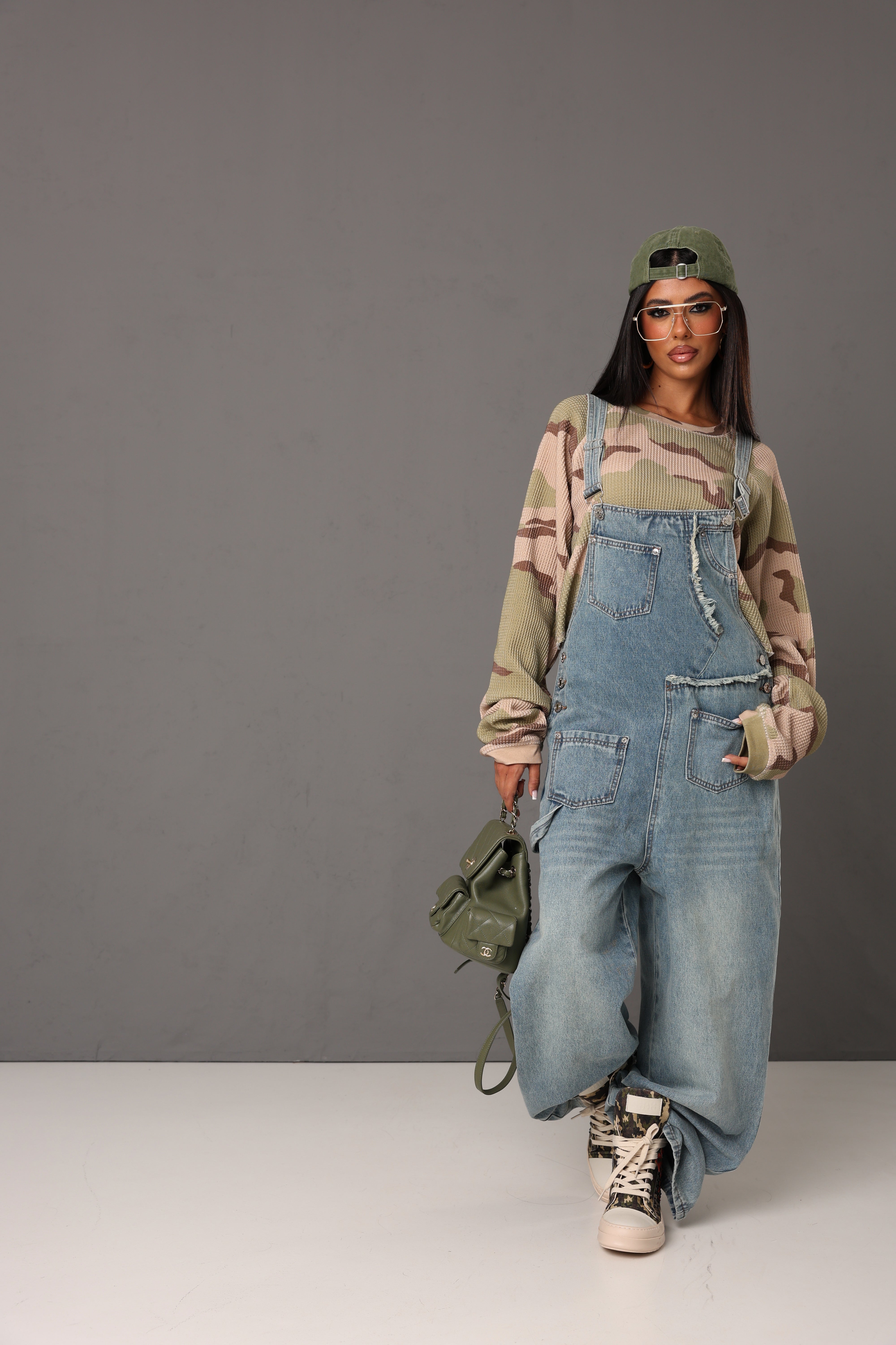 SALOPETTE SFRANGIATA AMERICA DENIM CHIARO