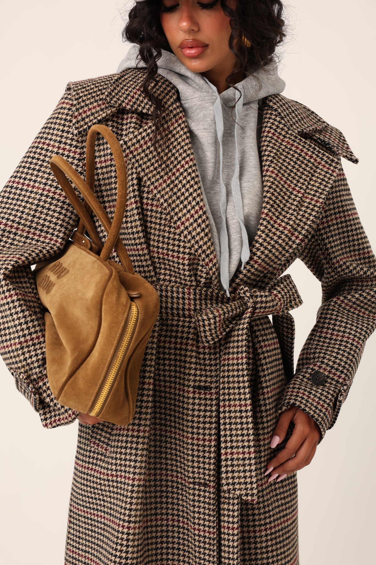 TRENCH PIED DE POULE LISBONA BEIGE BY LUMINA