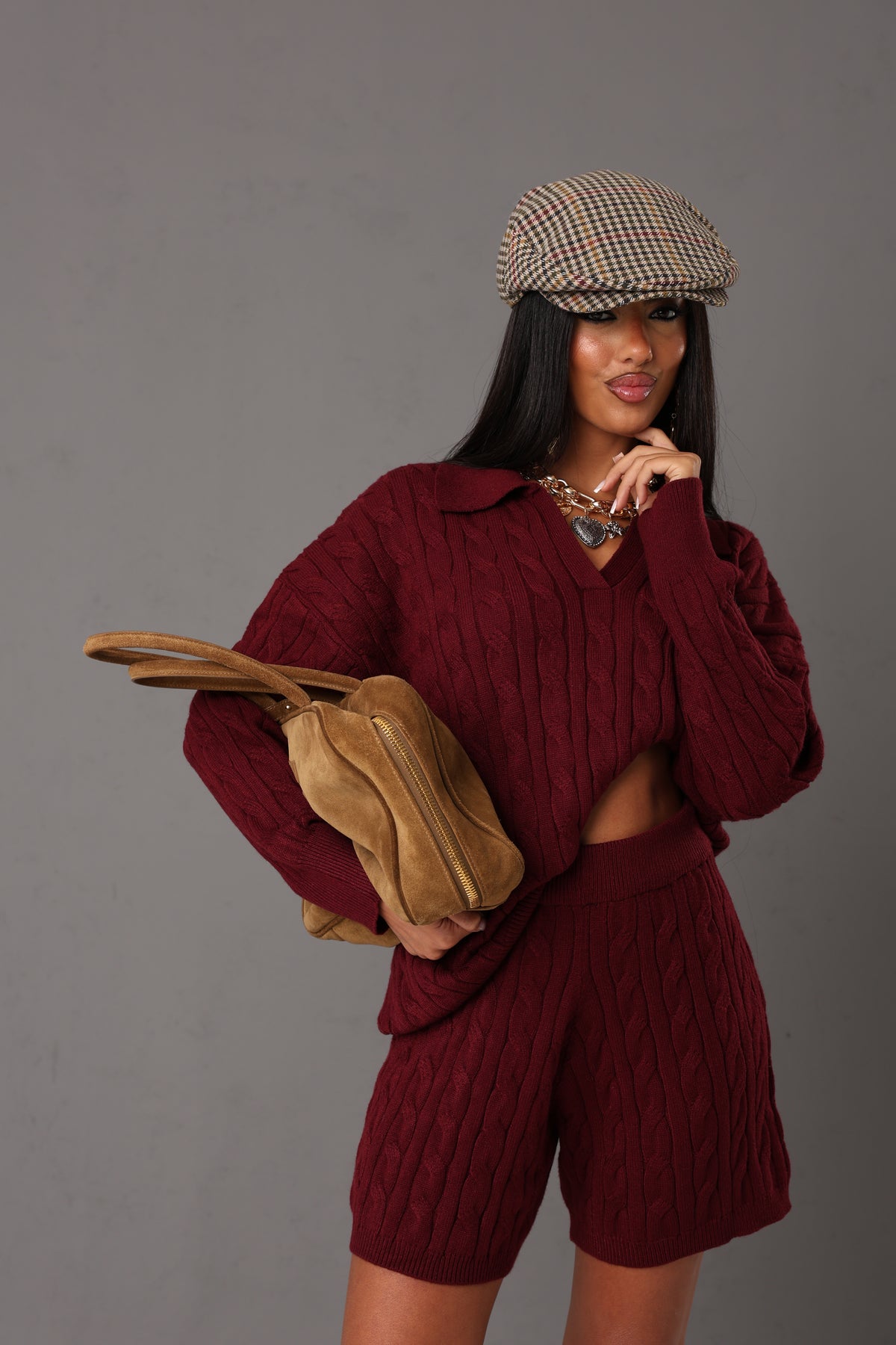 COORDINATO TRECCIA CORTINA BORDEAUX