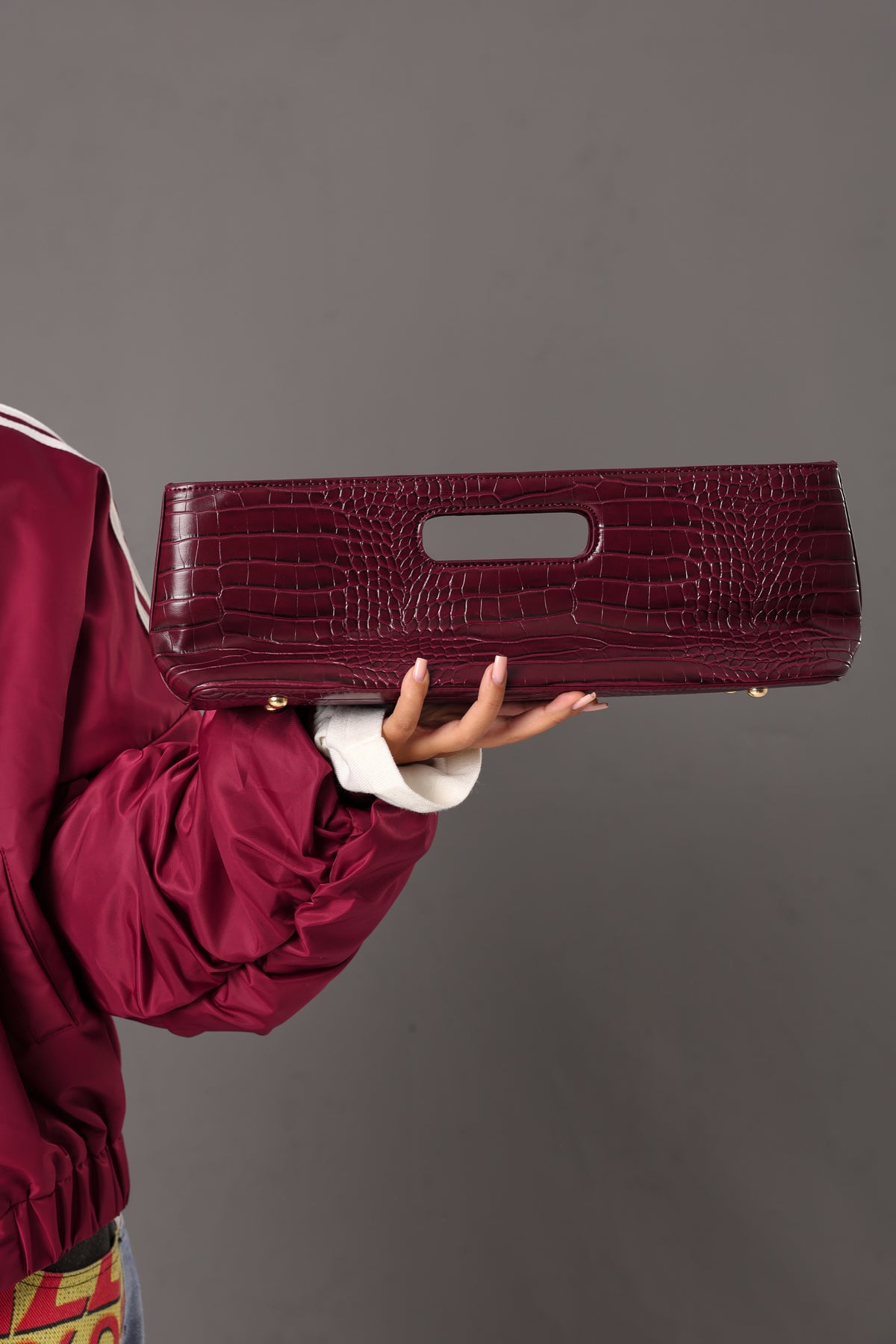 CLUTCH COCCODRILLO RHONDA BORDEAUX