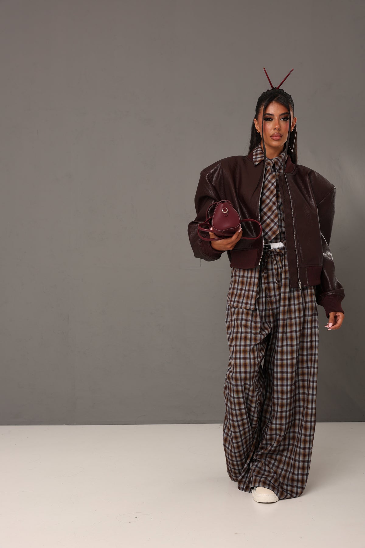 PANTALONI TARTAN ADA MARRONE  BY LUMINA