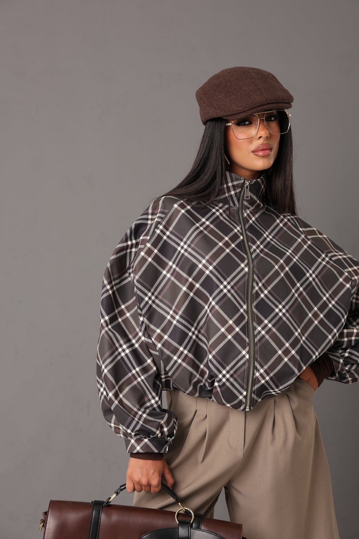 BOMBER TARTAN GRACE VERDE/GRIGIO