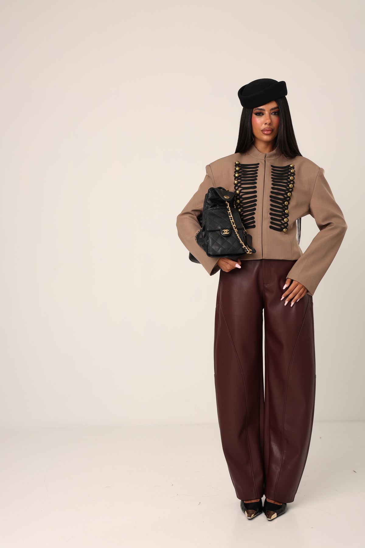 PANTALONI ECOPELLE DAKOTA BORDEAUX