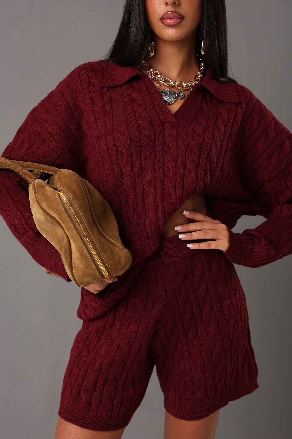 COORDINATO TRECCIA CORTINA BORDEAUX