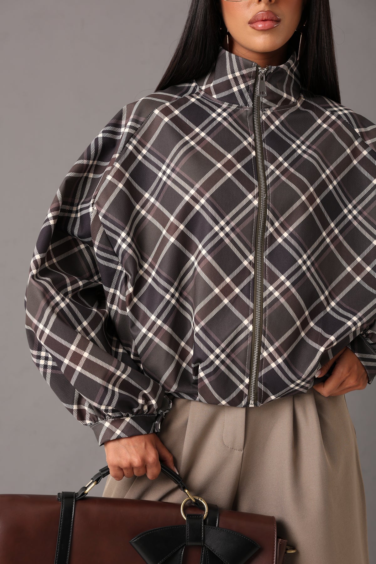 BOMBER TARTAN GRACE VERDE/GRIGIO