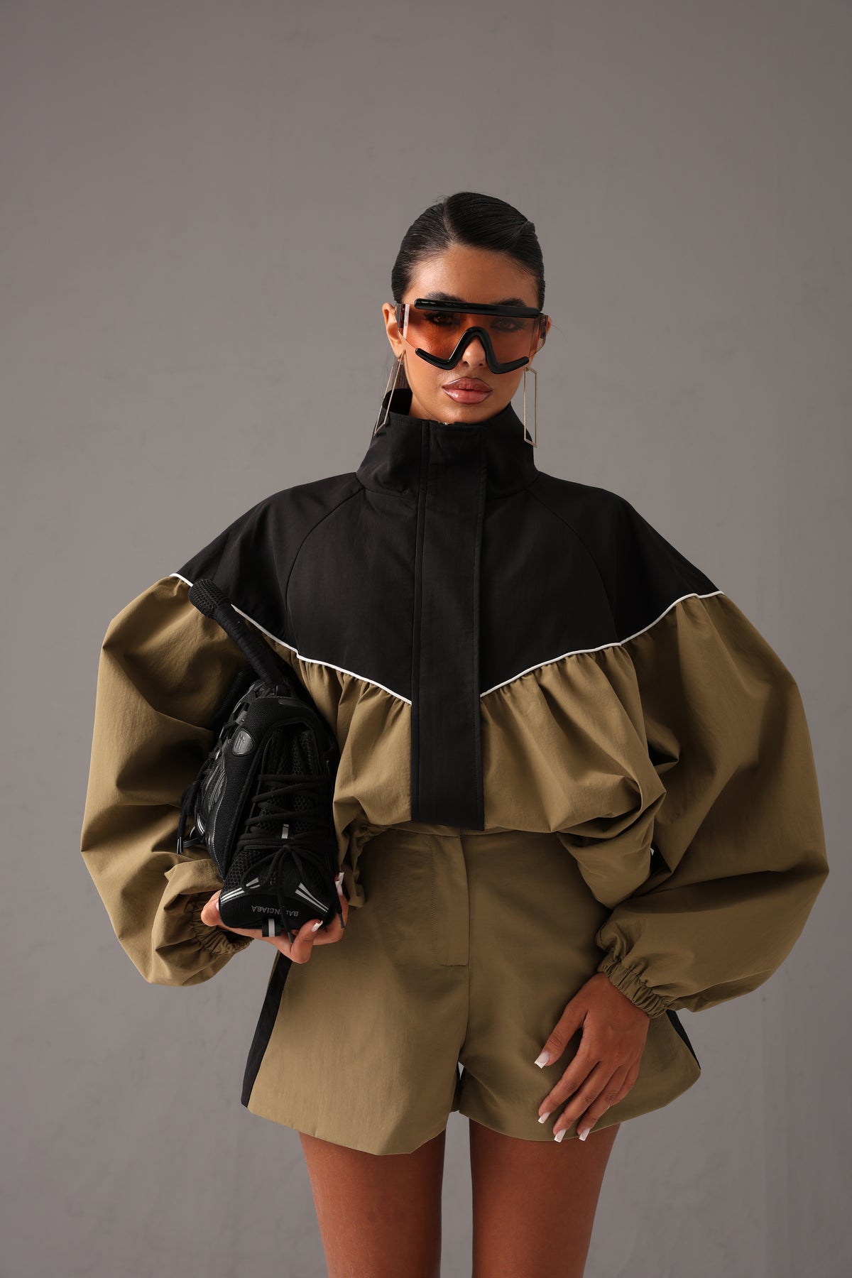 BOMBER DOUBLE COLOR DAYANE VERDE MILITARE/ NERO