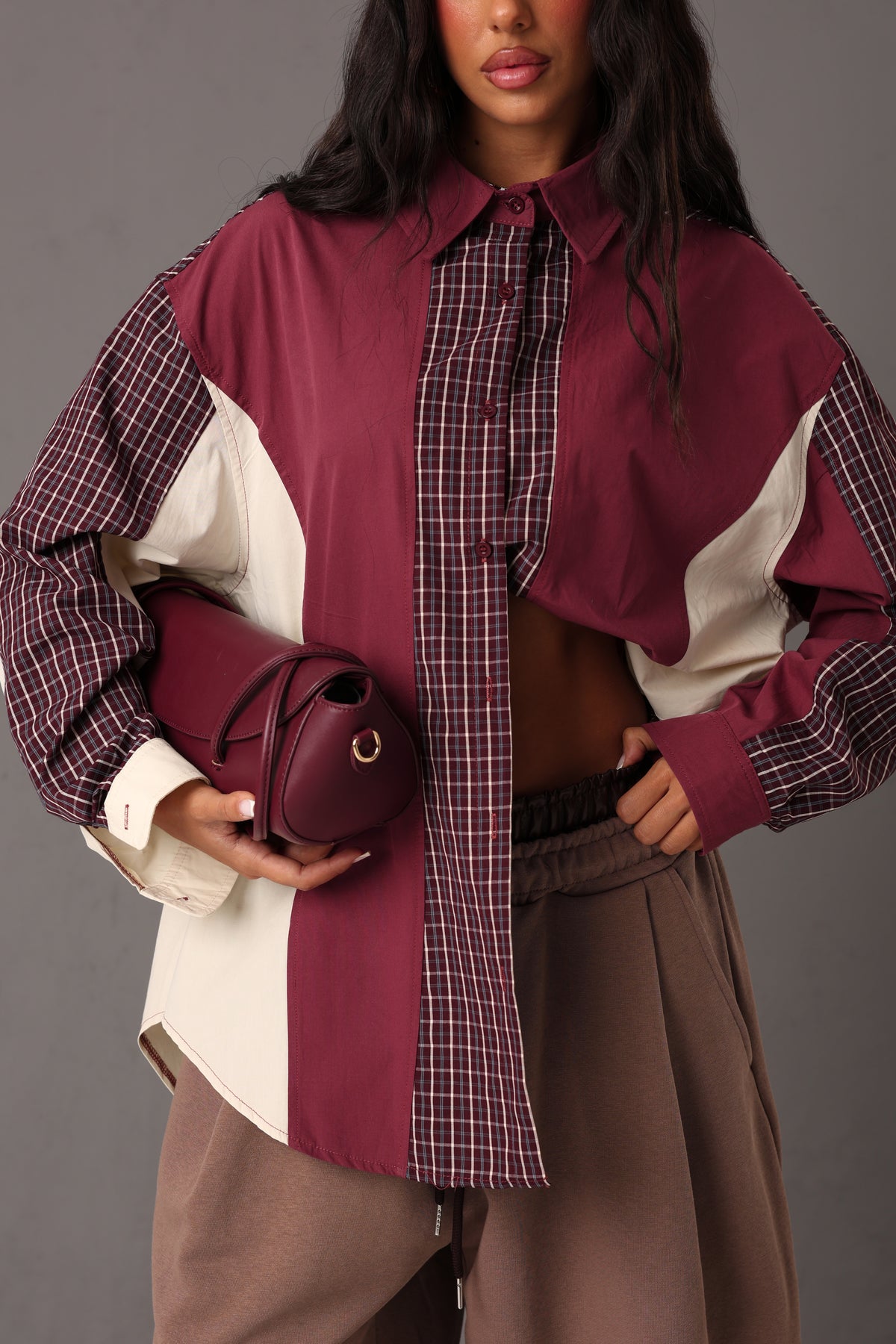 CAMICIA QUADRETTI YVREA BORDEAUX/CREMA