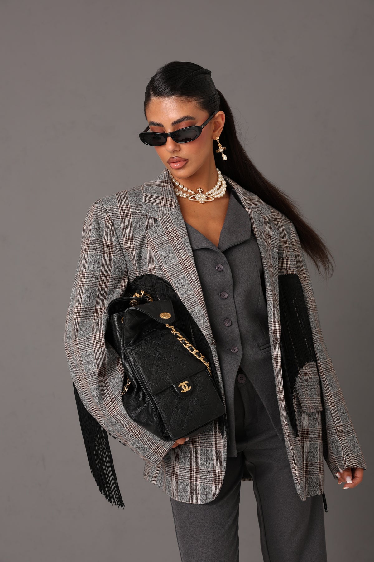 BLAZER TARTAN MABEL GRIGIO BY LUMINA