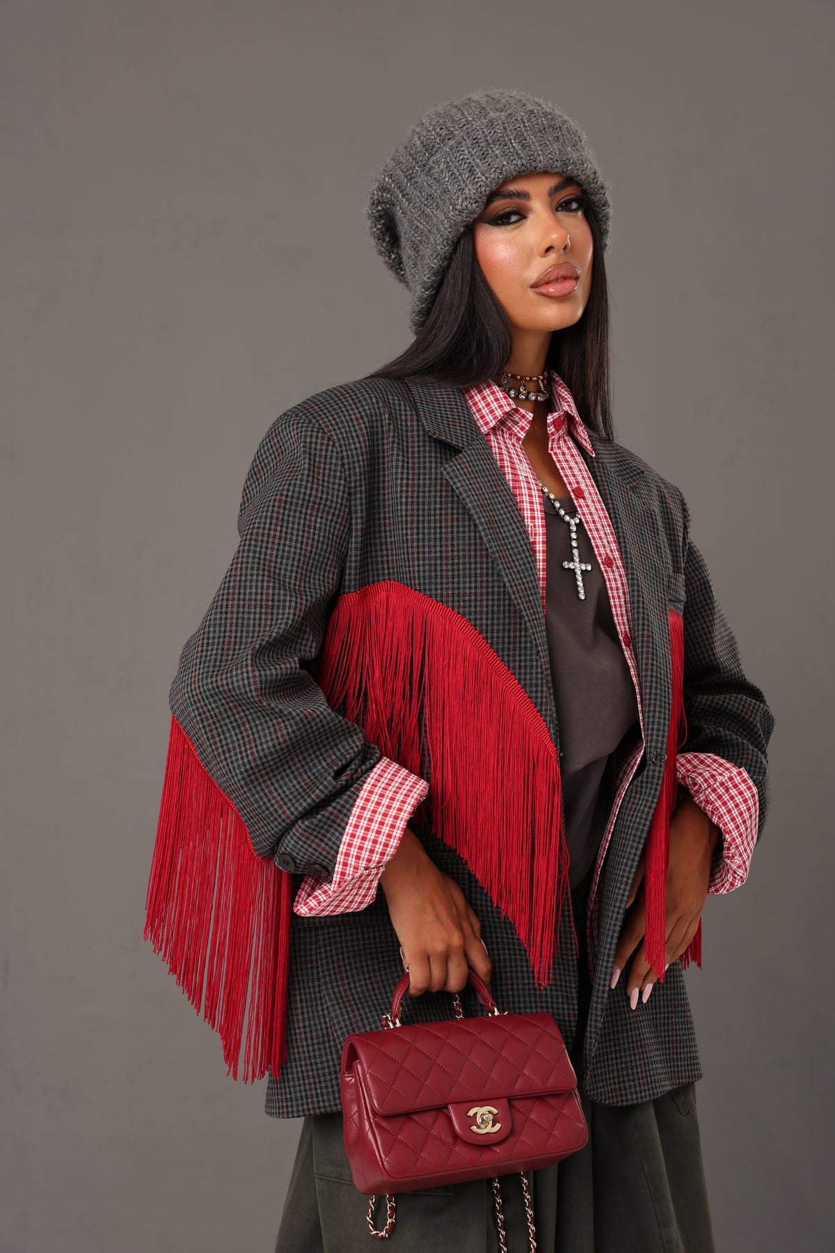 BLAZER QUADRETTI MABEL GRIGIO BY LUMINA