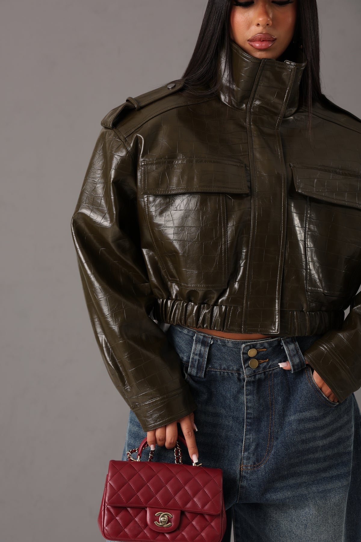 CHIODO COCCODRILLO CROP ANDRY OLIVA