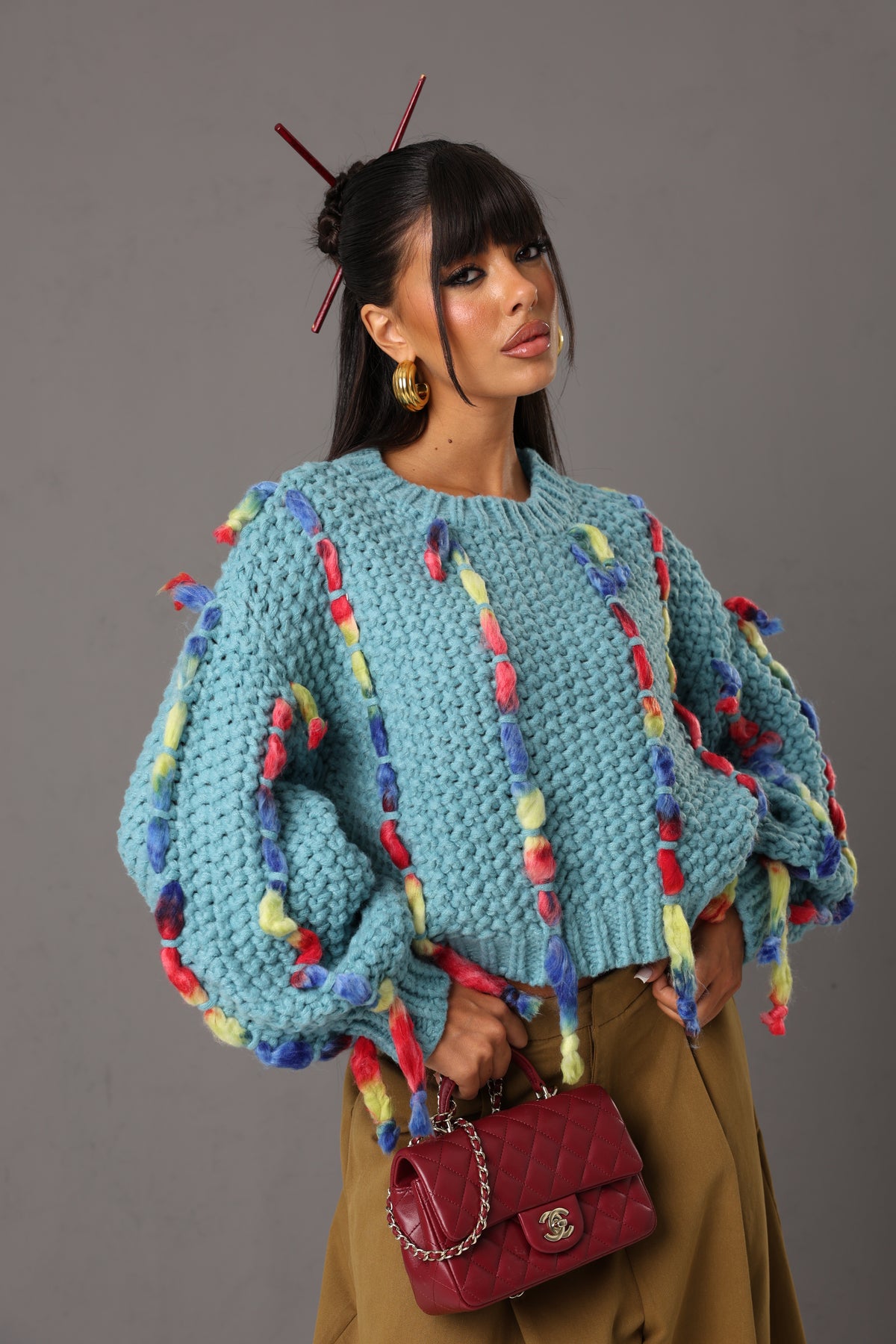 PULL INSERTI MULTICOLOR BADDY TURCHESE