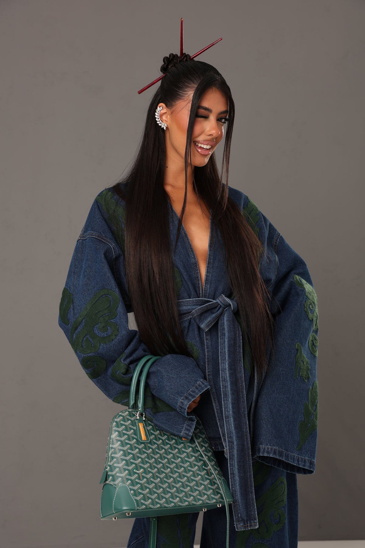 COORDINATO RICAMI INDIE DENIM SCURO
