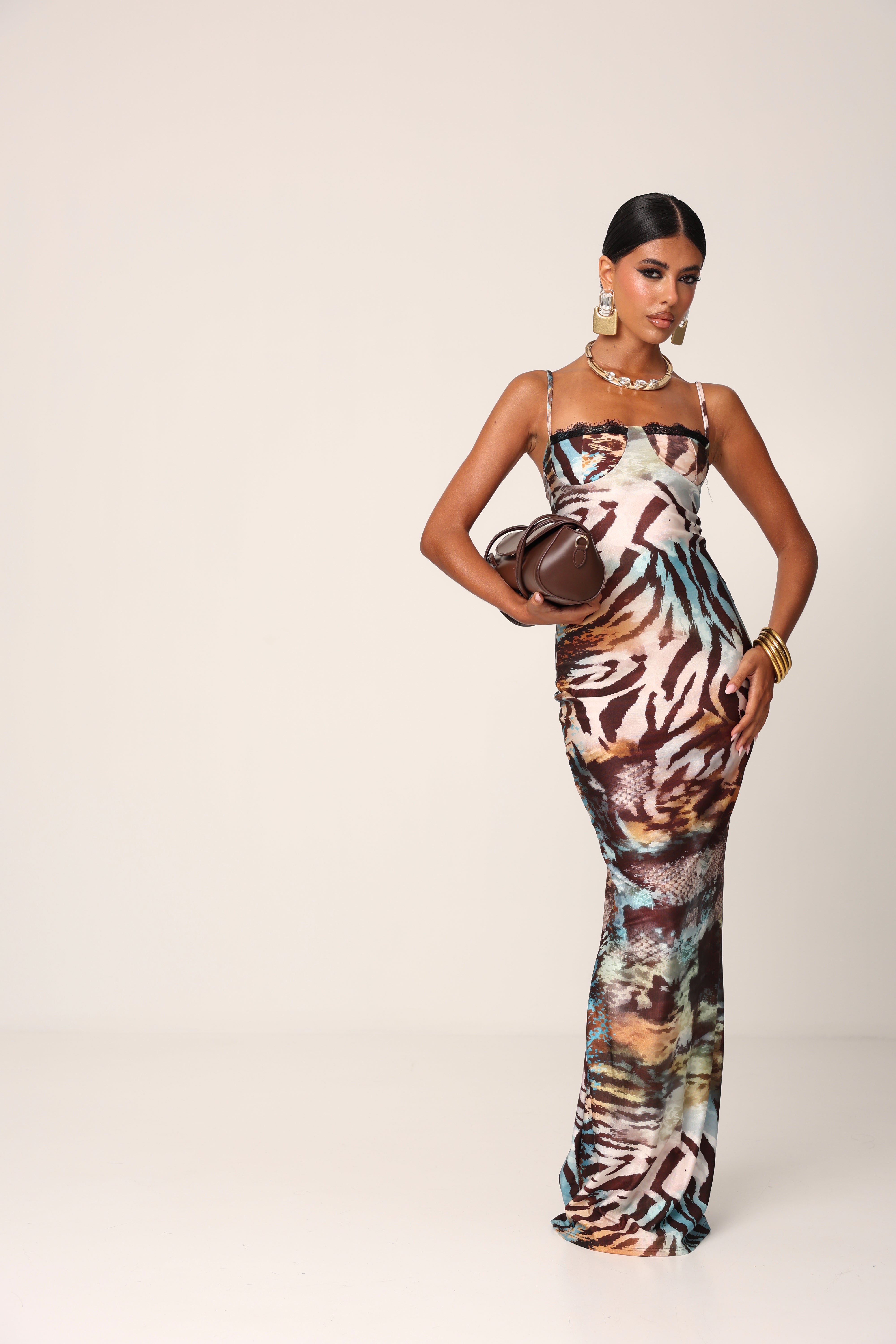 VESTITO ANIMALIER ELEKTRA AZZURRO