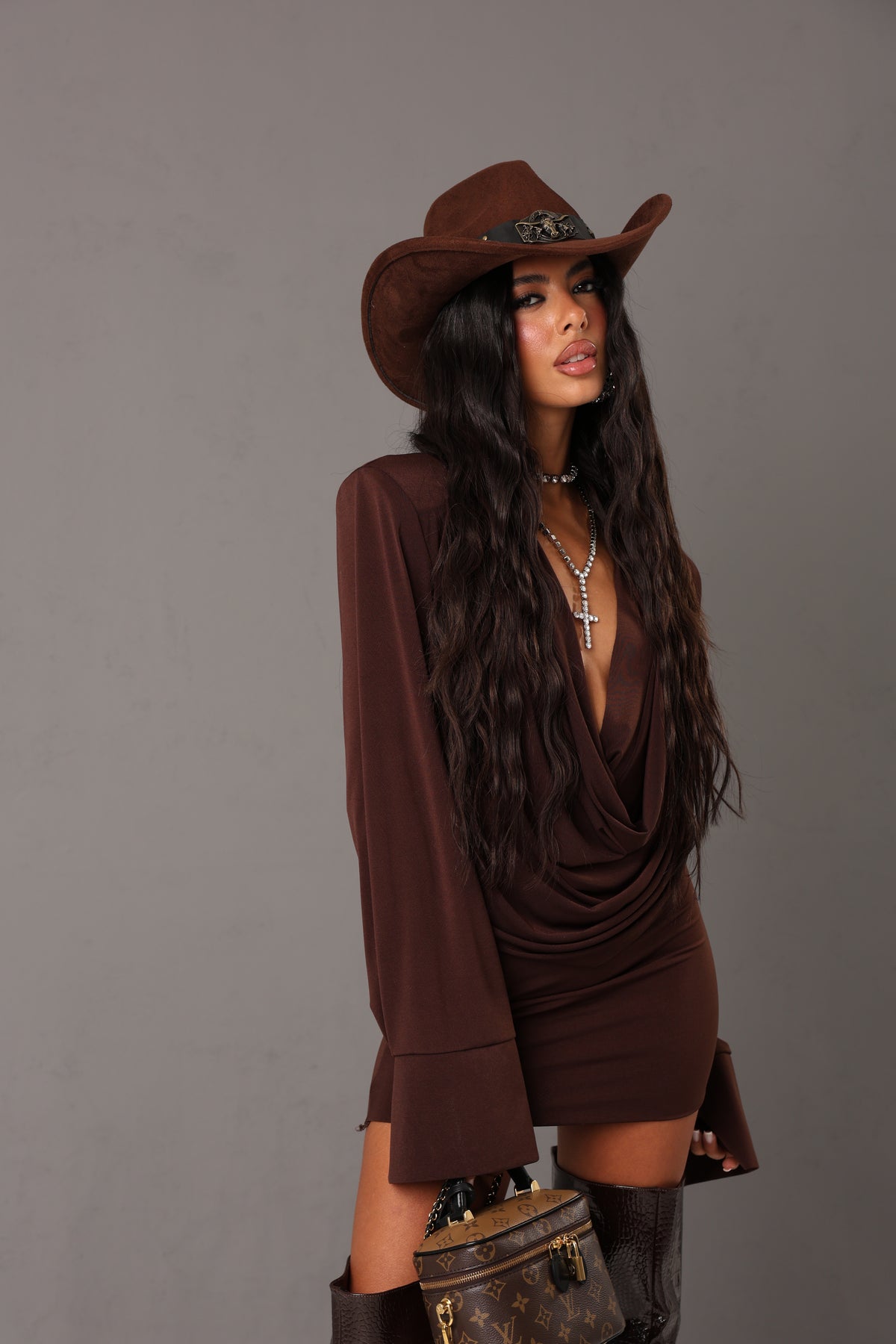 MINI DRESS LUCY MARRONE