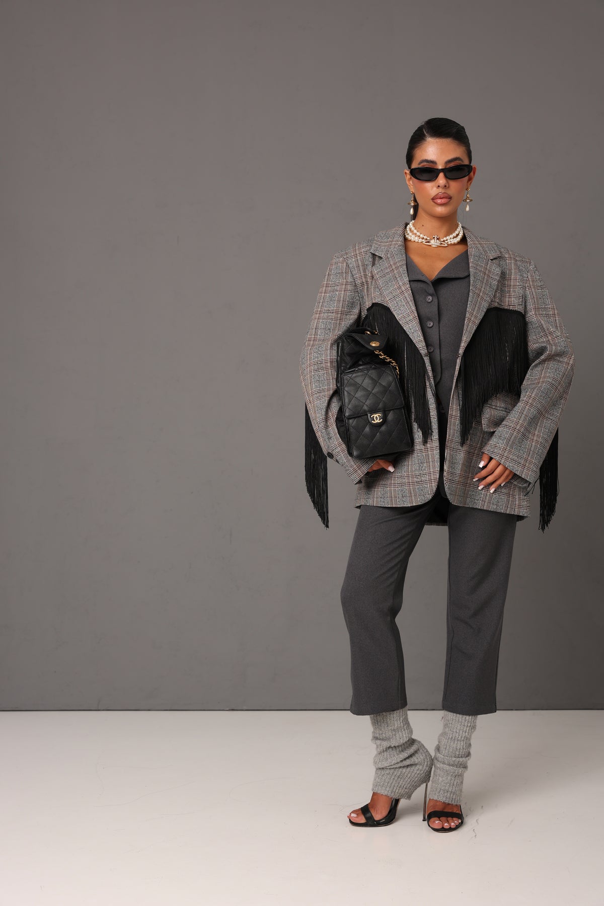 BLAZER TARTAN MABEL GRIGIO BY LUMINA