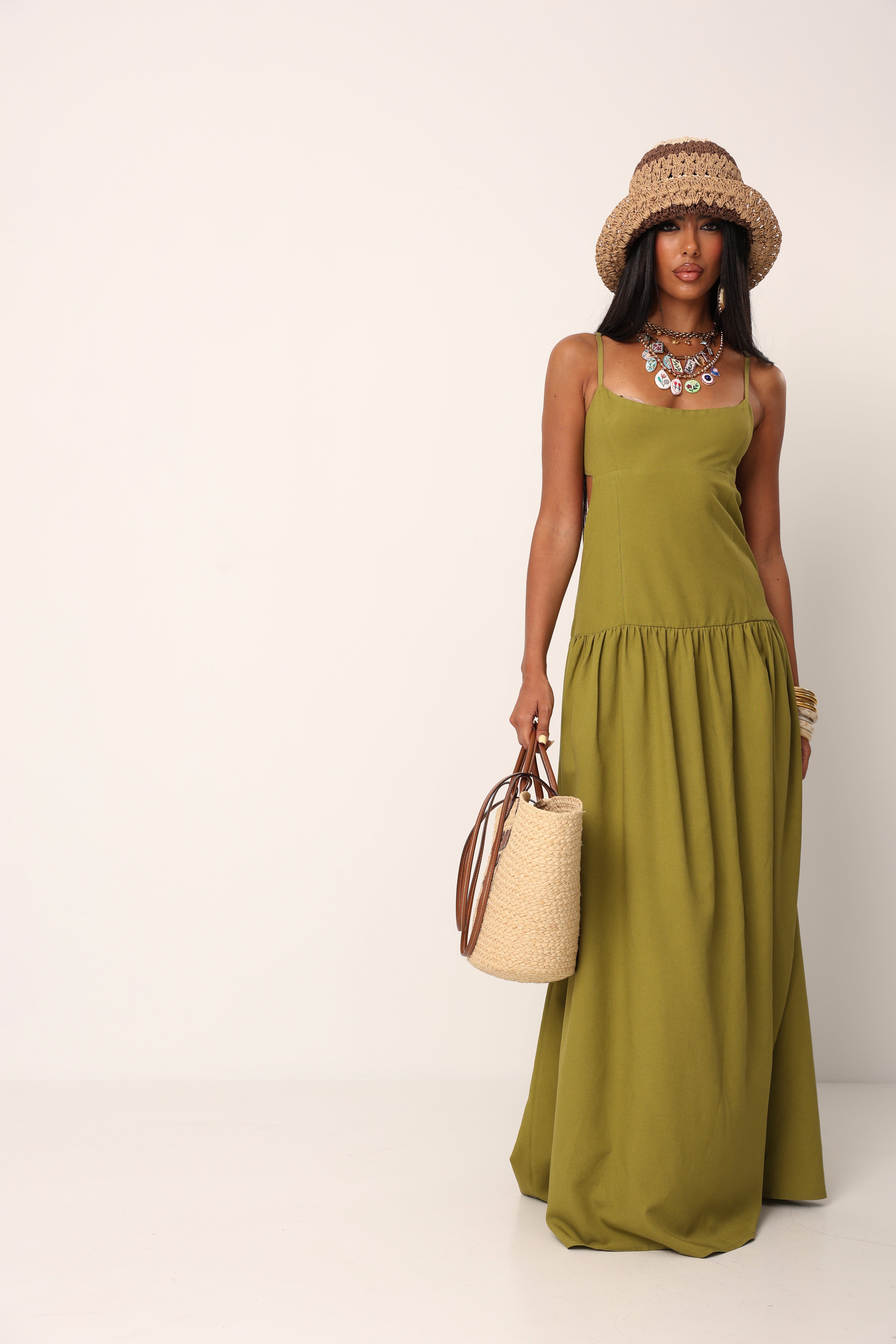 VESTITO LINO HADID VERDE