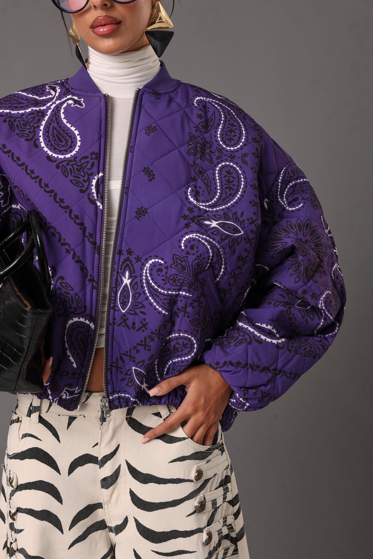 BOMBER TRAPUNTATO PAISLEY STEFF VIOLA BY LUMINA