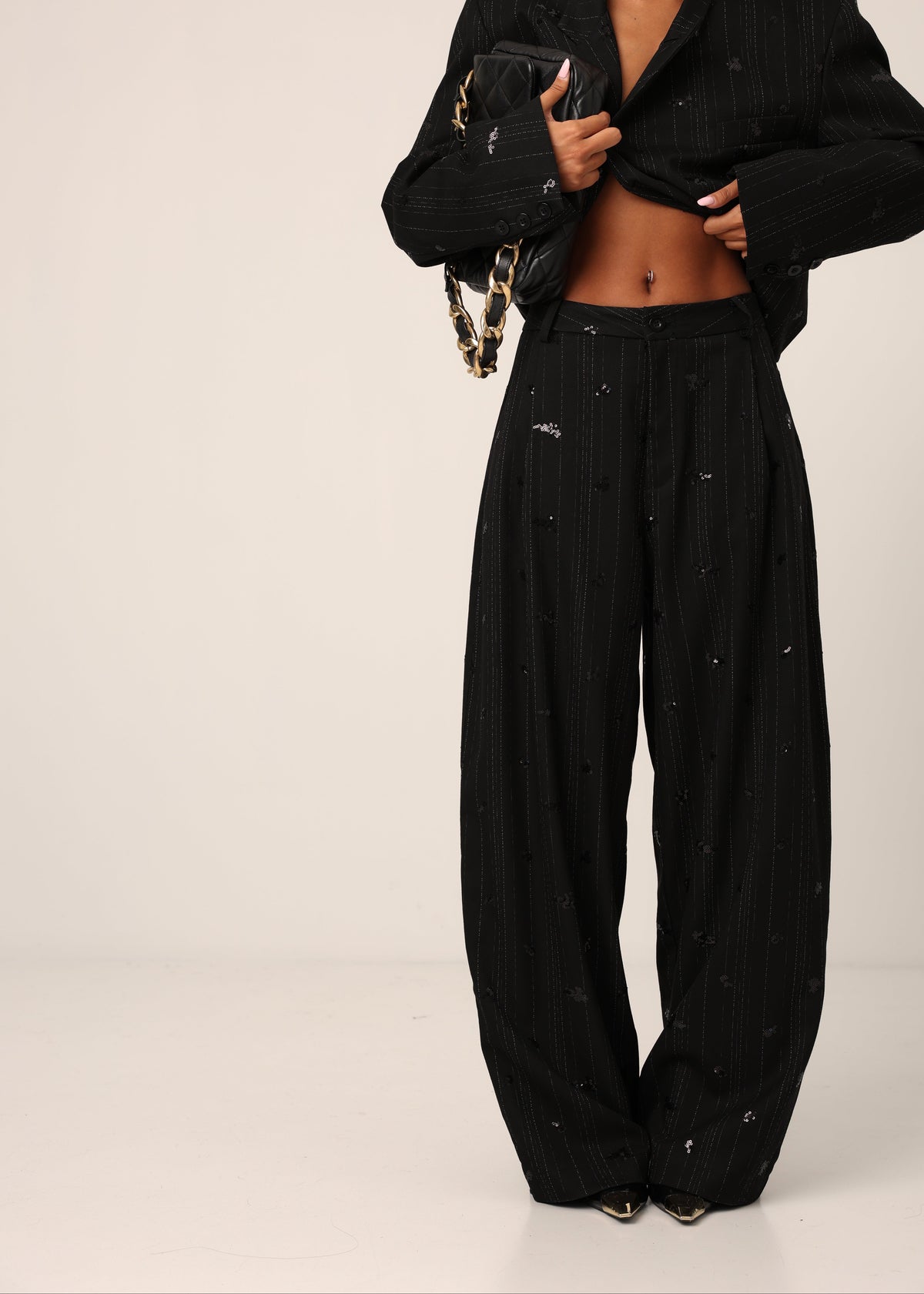 PANTALONI PAILLETTES ELYSA NERI BY LUMINA