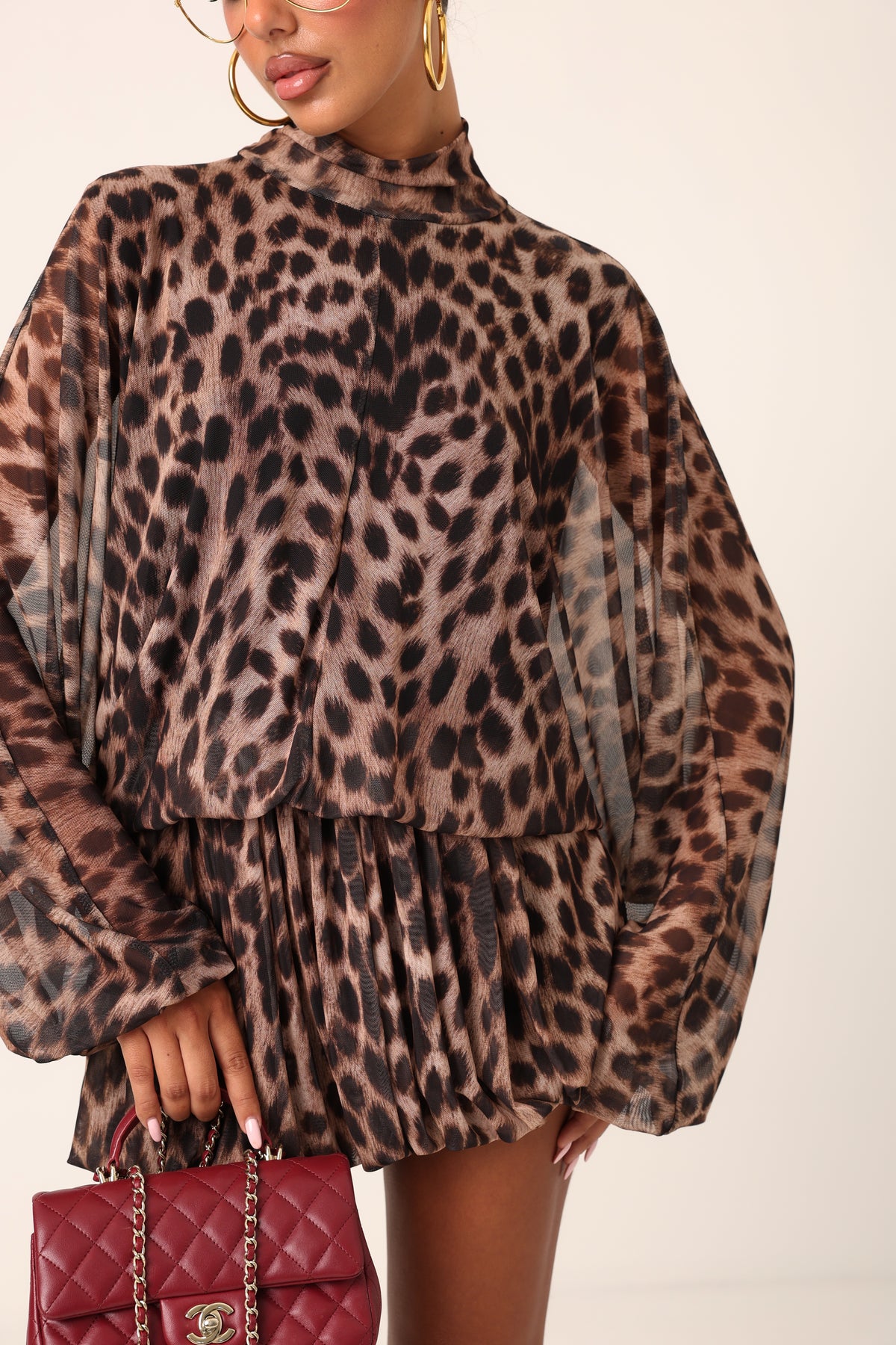 VESTITO VELATO SMERALDA LEOPARDATO BY LUMINA