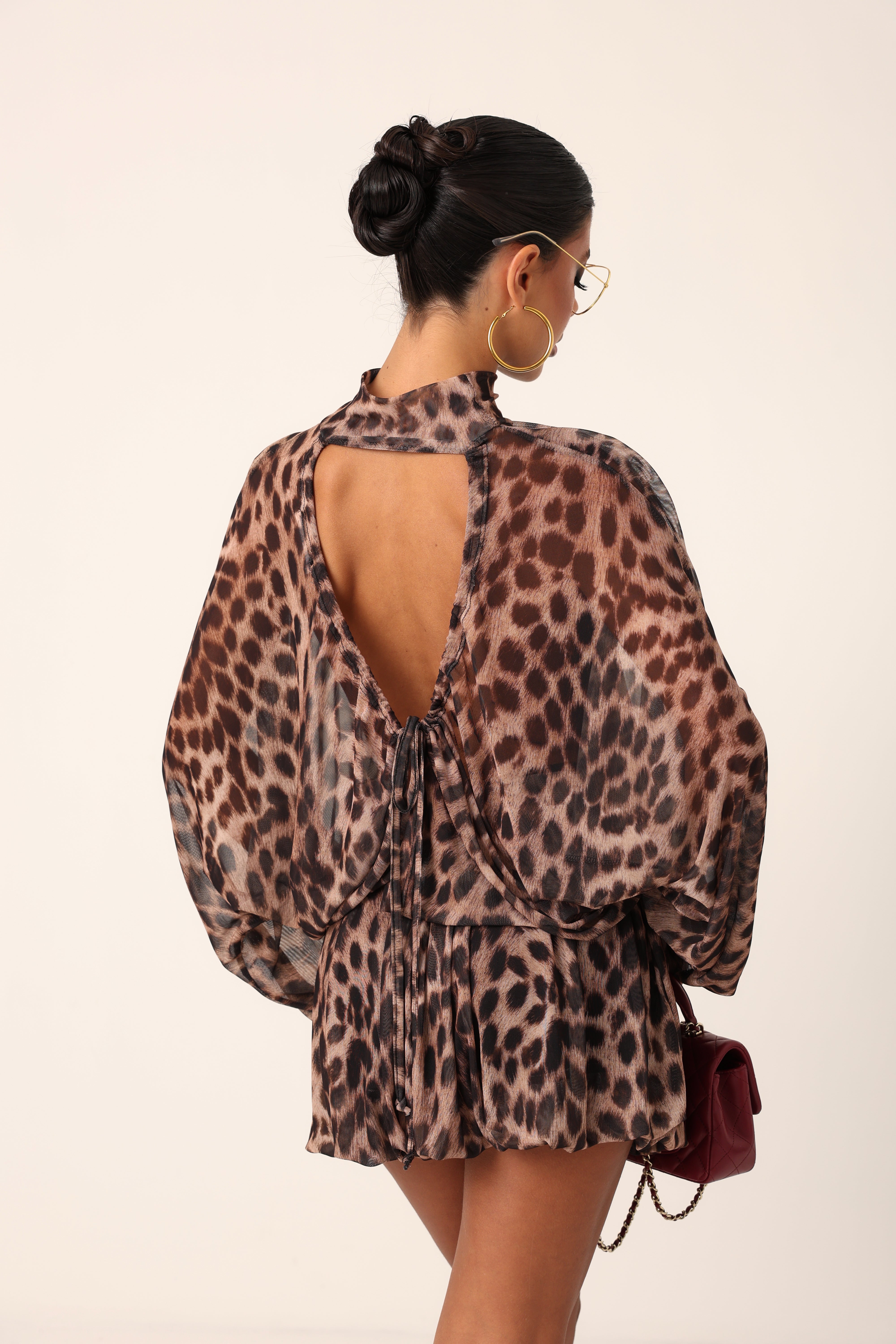 LUMINA EMERALD LEOPARD PRINT SHEER DRESS